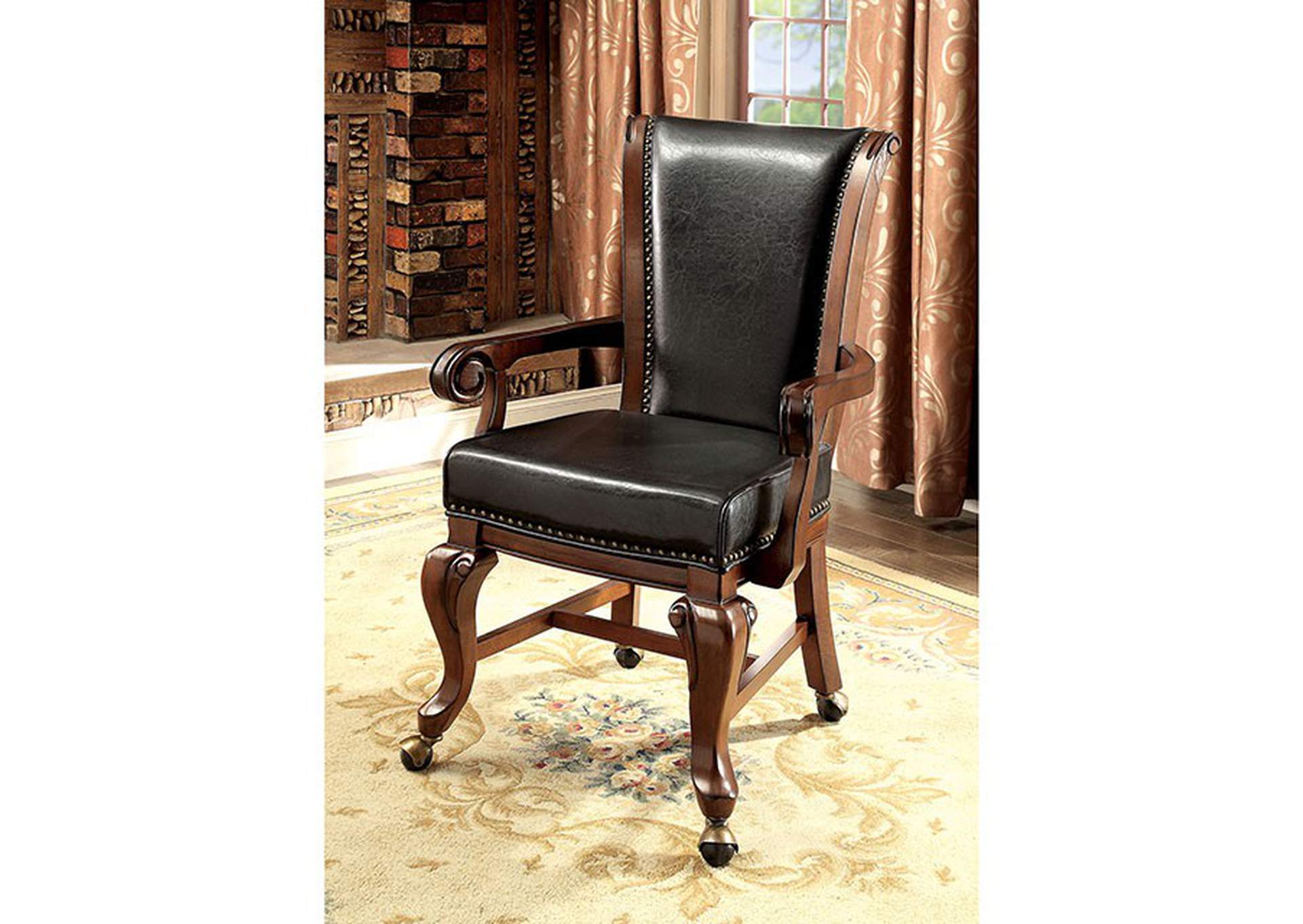 Melina Brown Cherry Arm Chair [Set of 2],Furniture of America TX