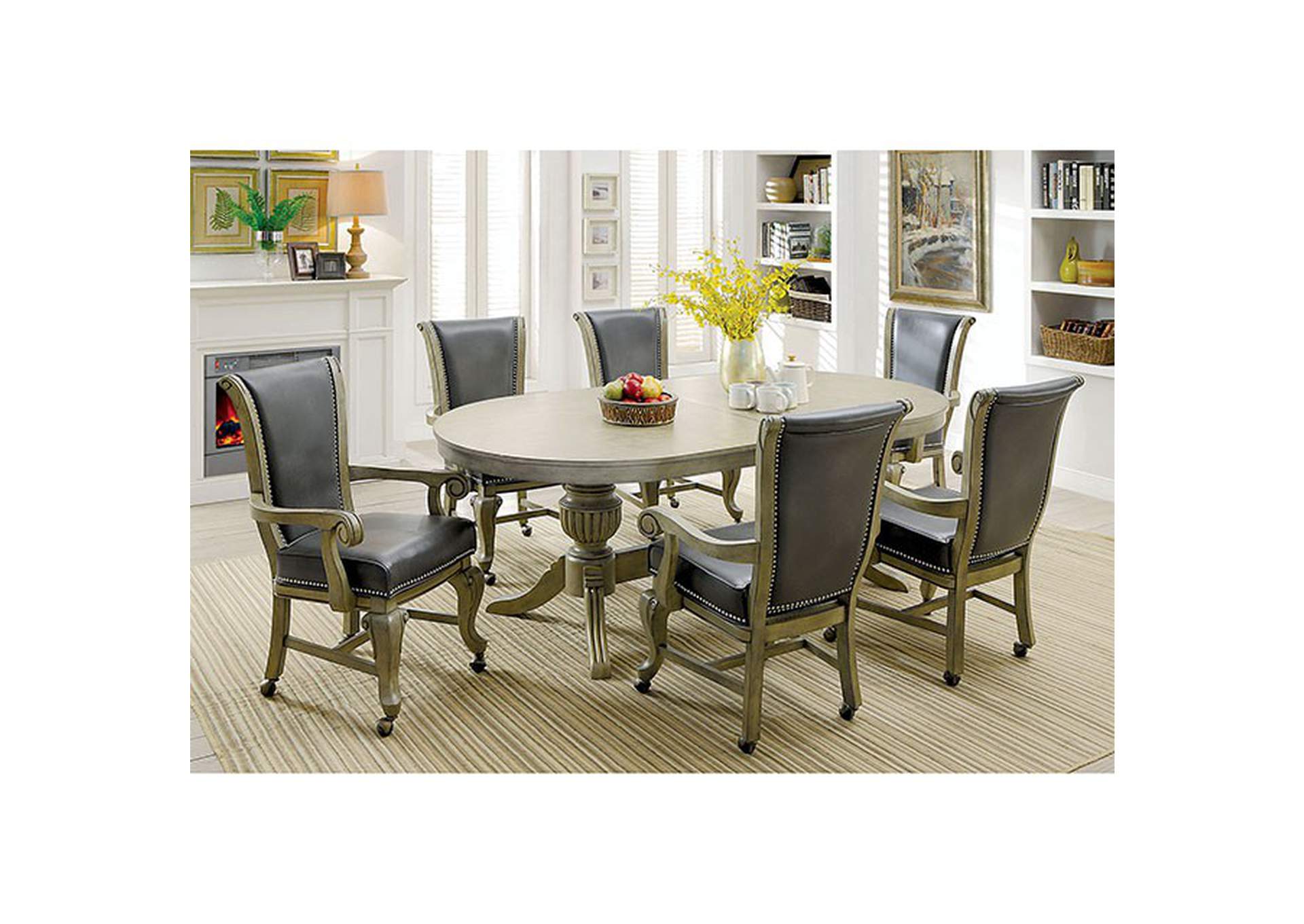 Melina Gray Game Table w/6 Arm Chair,Furniture of America