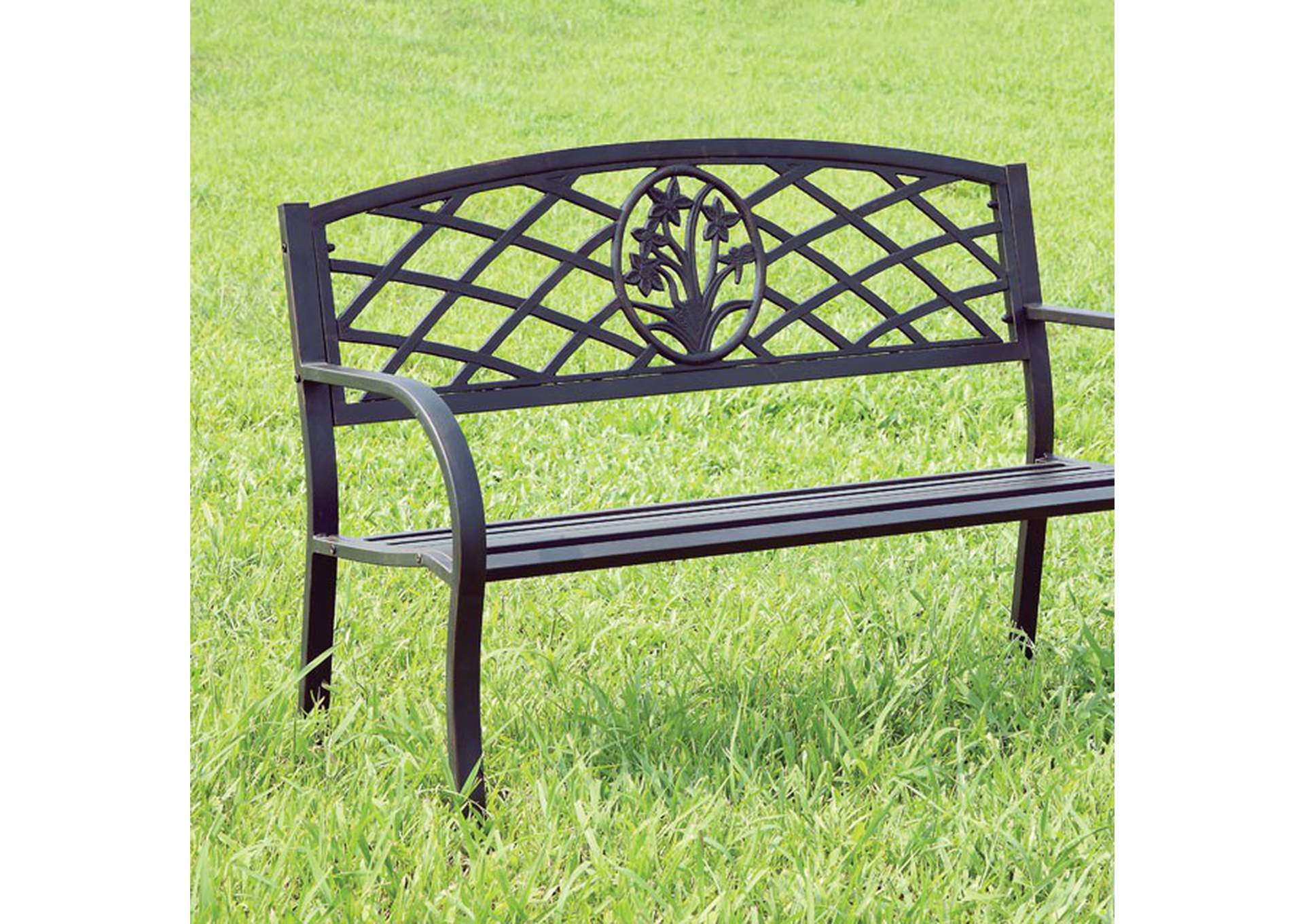 Minot Black Patio Bench,Furniture of America