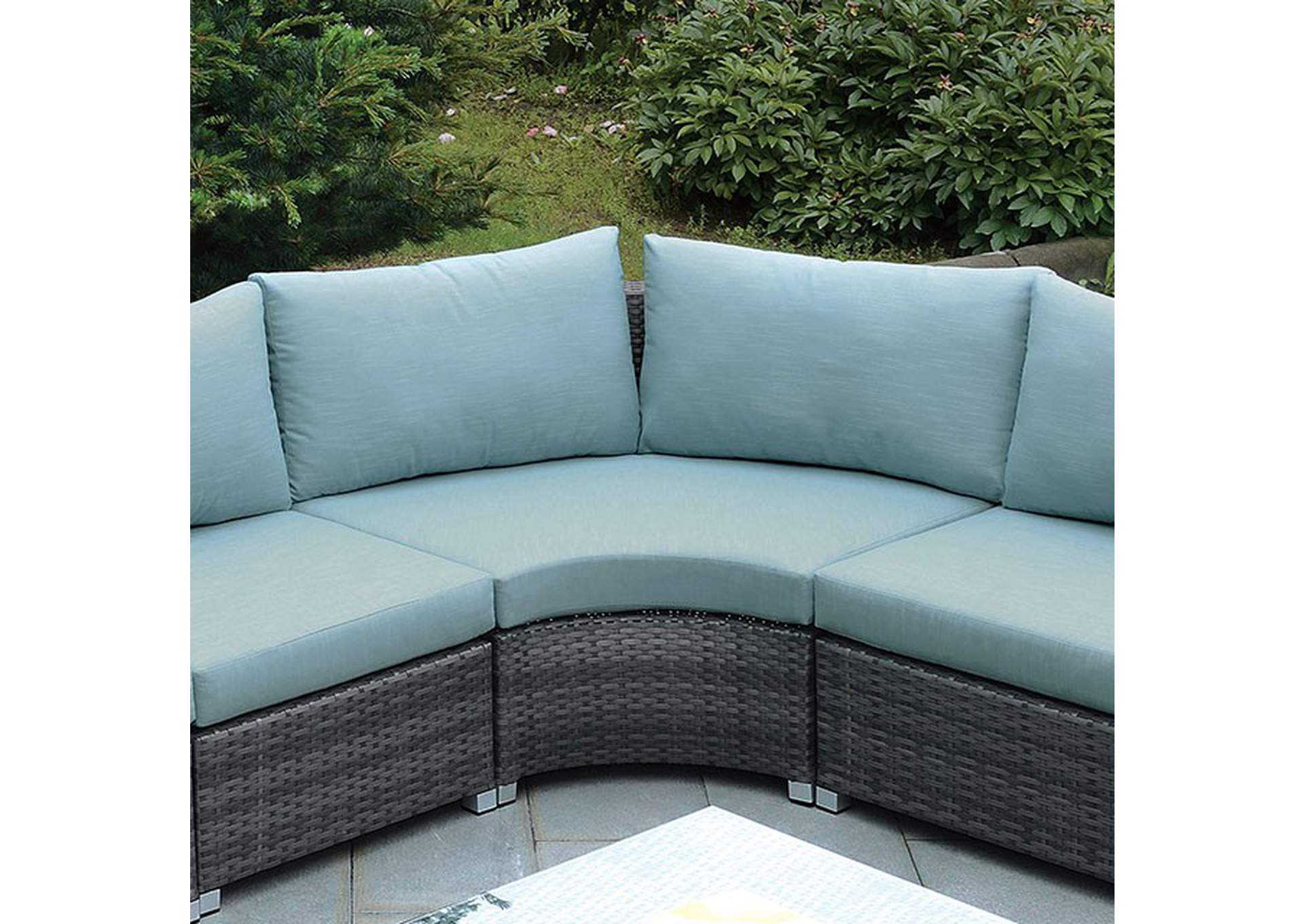 Morgana Blue Fabric Cushions Corner Chair,Furniture of America