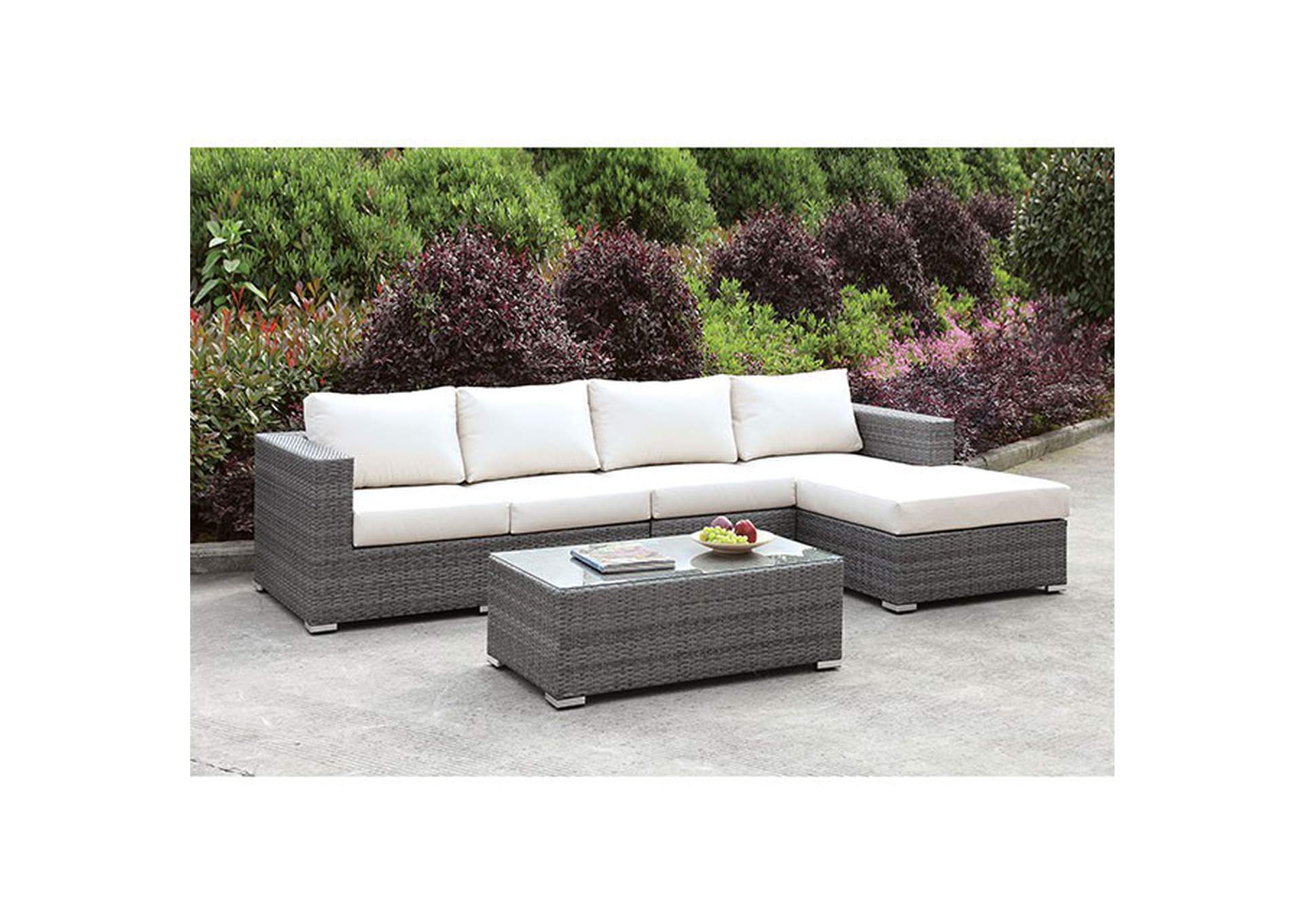 Somani Light Gray L-Sectional W/ RIGHT Chaise + Coffee Table,Furniture of America