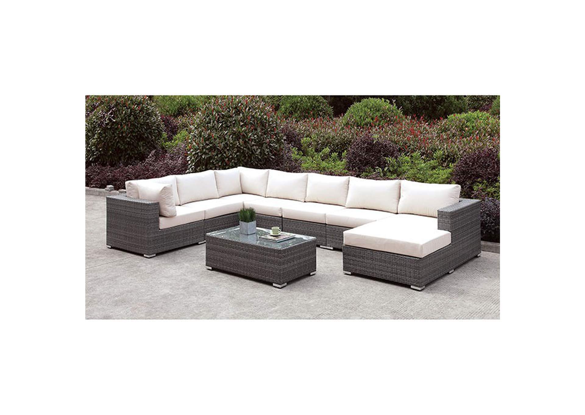 Somani Light Gray U-Sectional + Coffee Table,Furniture of America