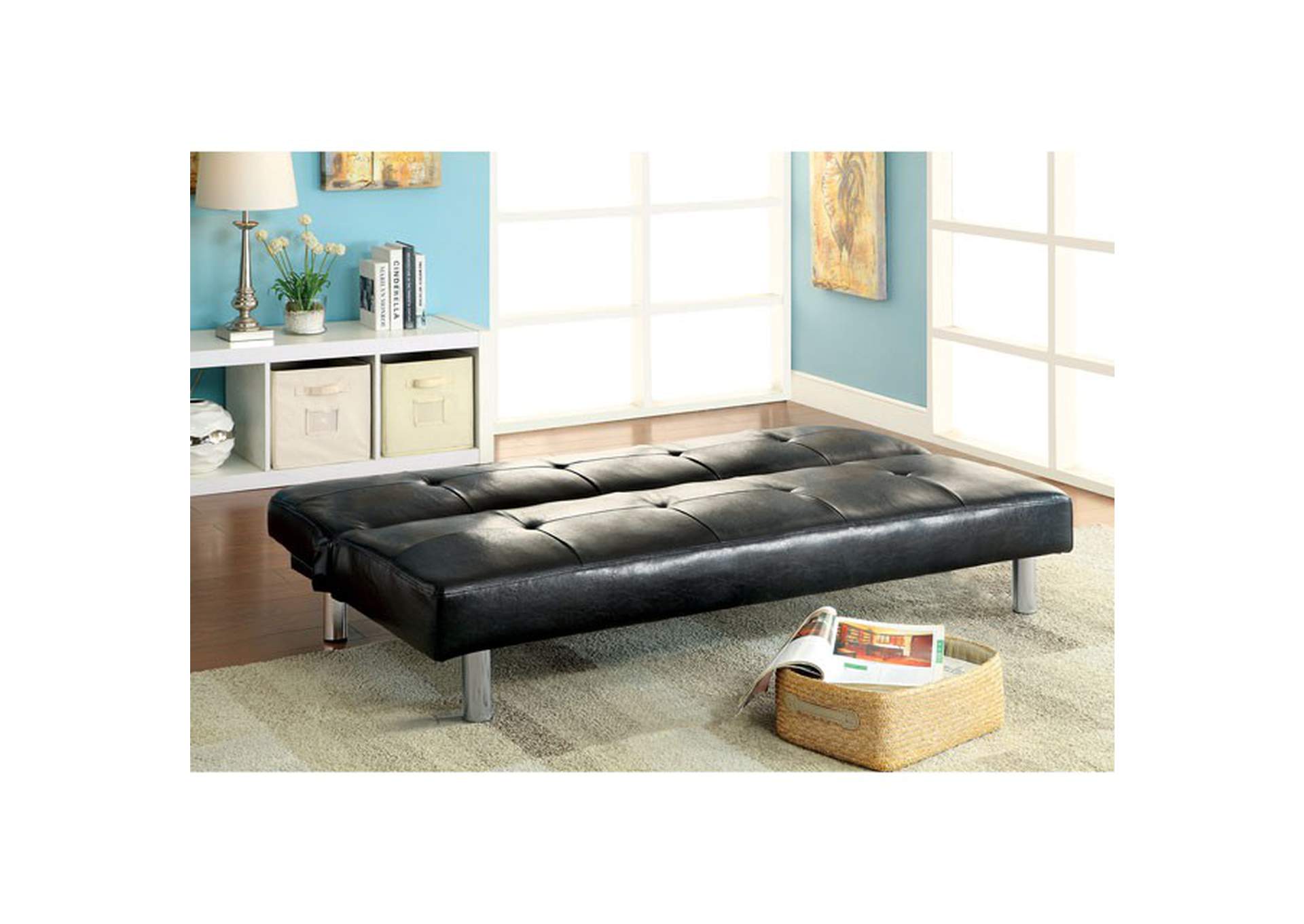 Eddi Black Futon Sofa,Furniture of America