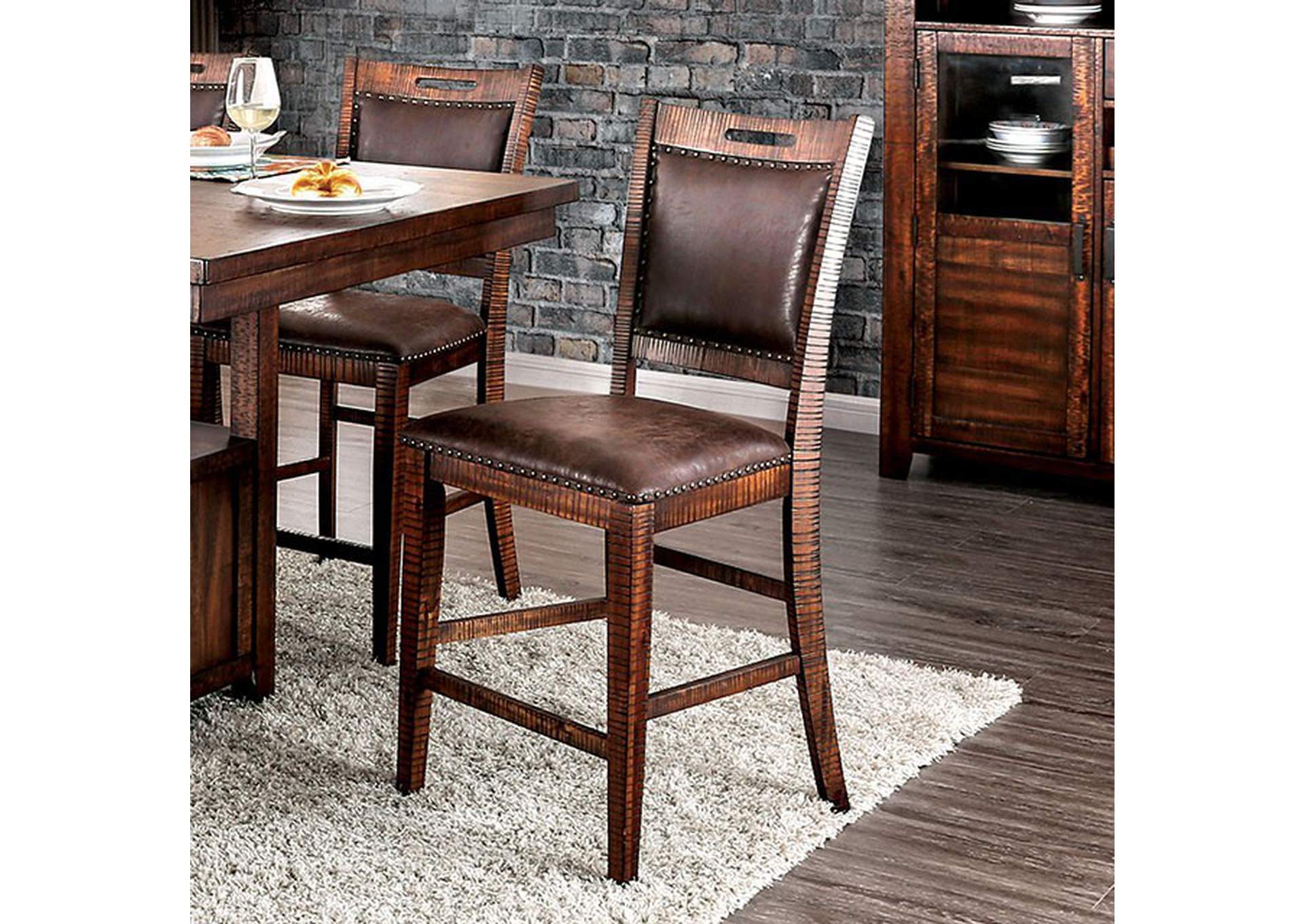 Wichita Distressed Dark Oak Counter Height Chair [Set of 2],Furniture of America