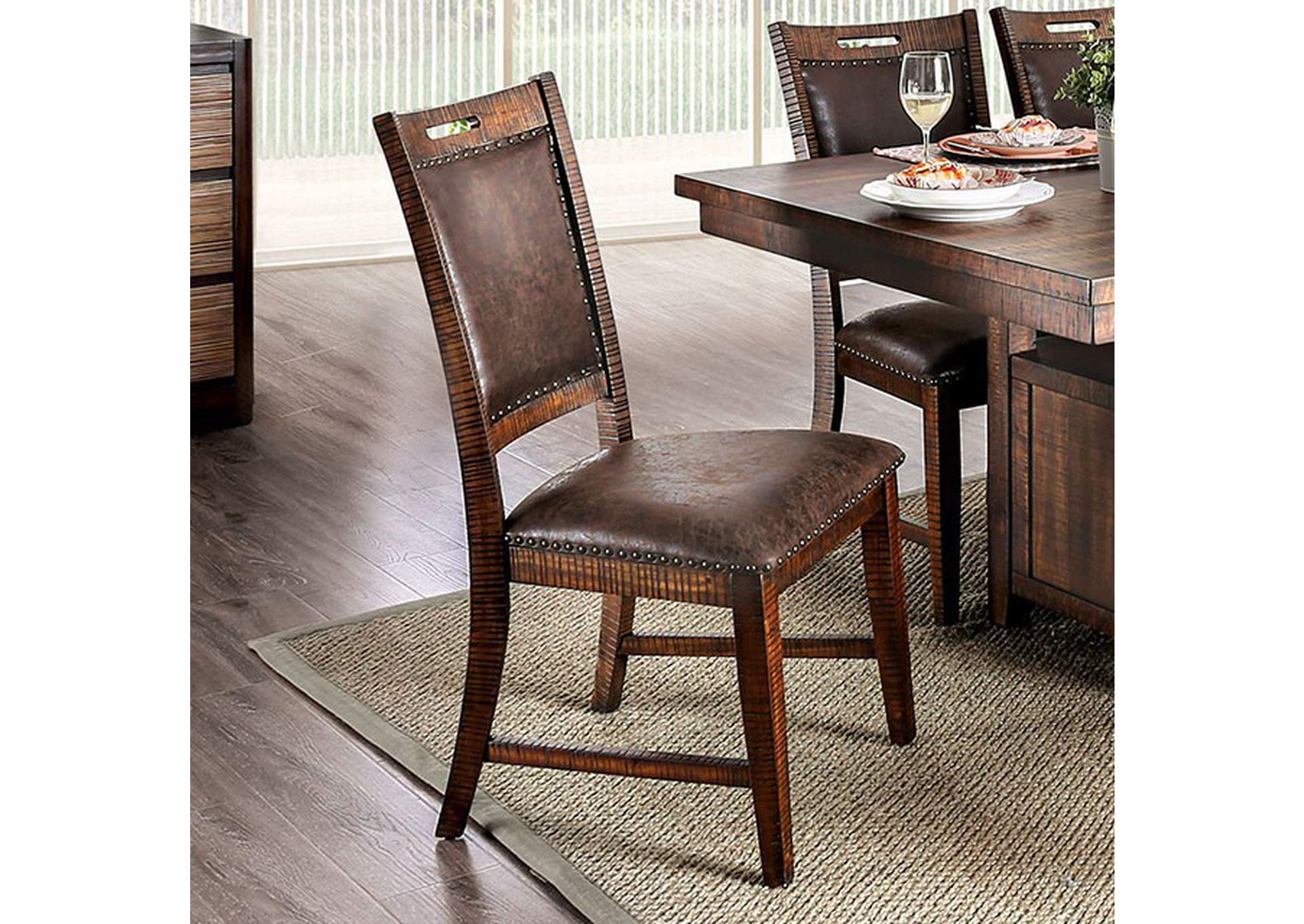 Wichita Distressed Dark Oak Side Chair [Set of 2],Furniture of America