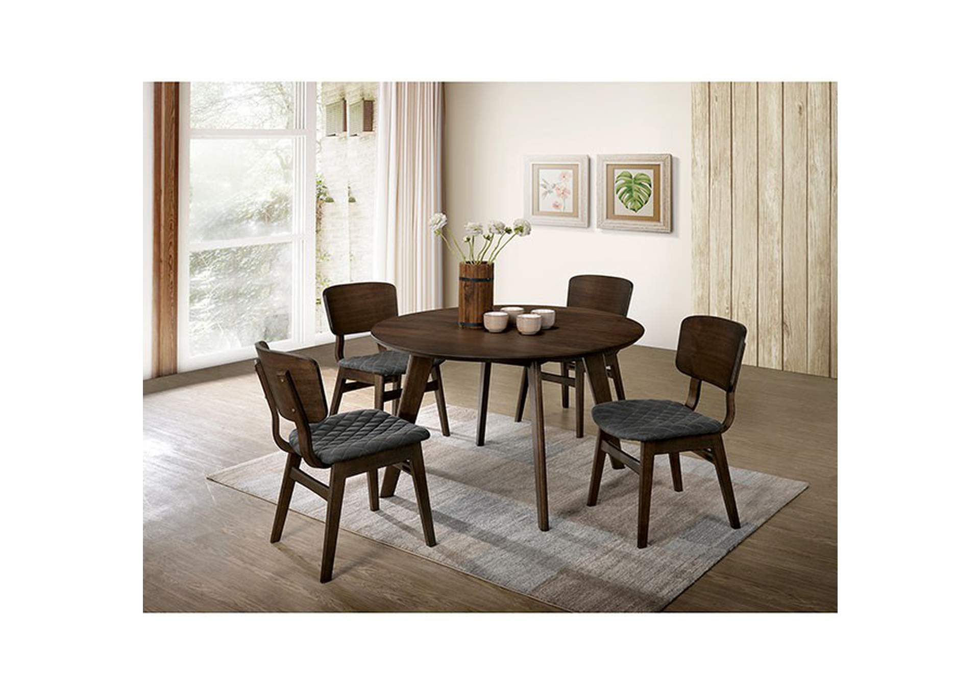 Shayna Walnut Round Table,Furniture of America
