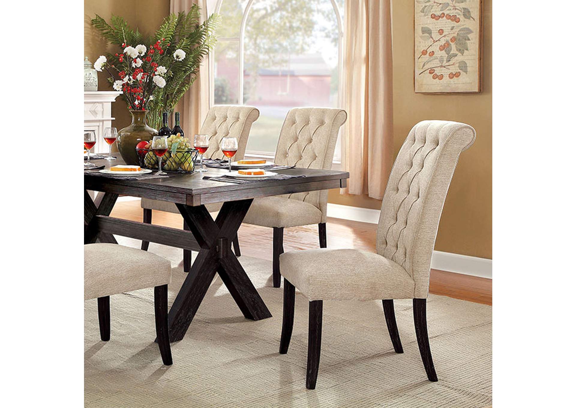 Xanthe Brushed Black Dining Table,Furniture of America