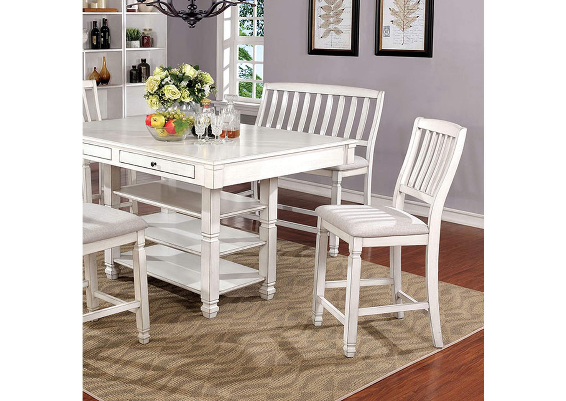 Kaliyah Antique White Counter Height Table,Furniture of America
