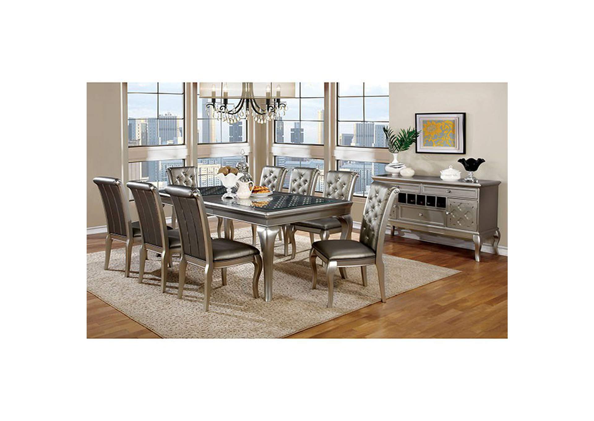Amina Champagne Dining Table,Furniture of America