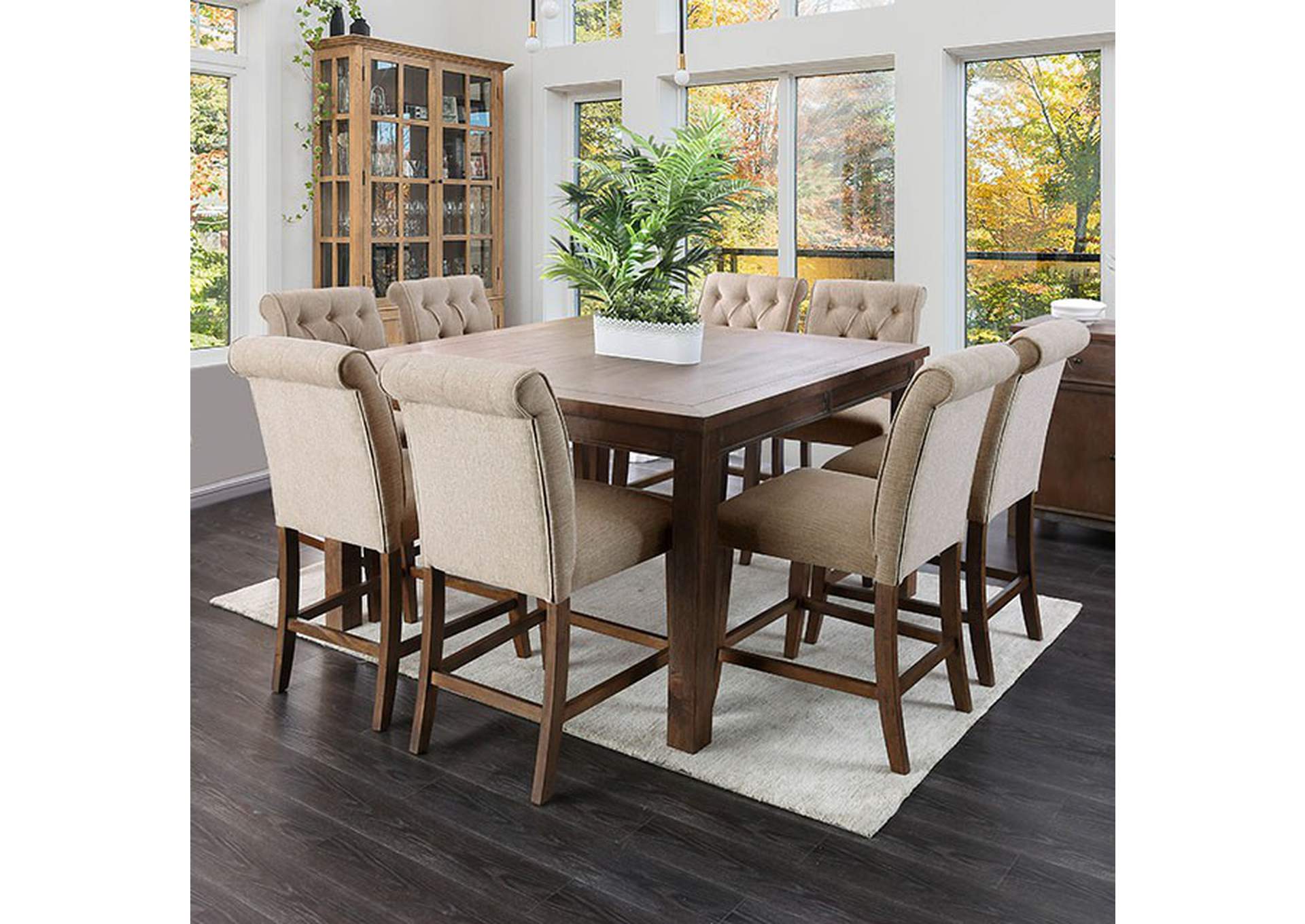 Sania Rustic Oak Counter Height Table,Furniture of America