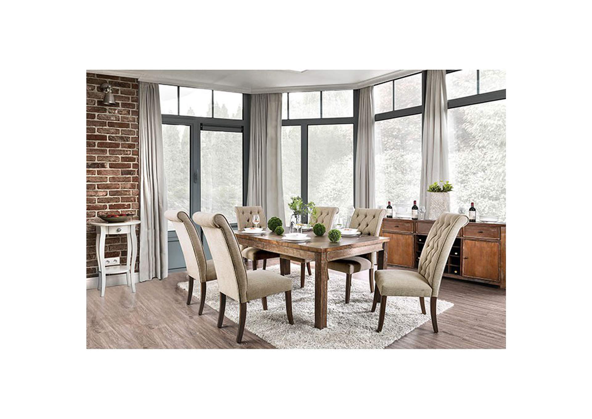 Sania Rustic Oak Dining Table,Furniture of America