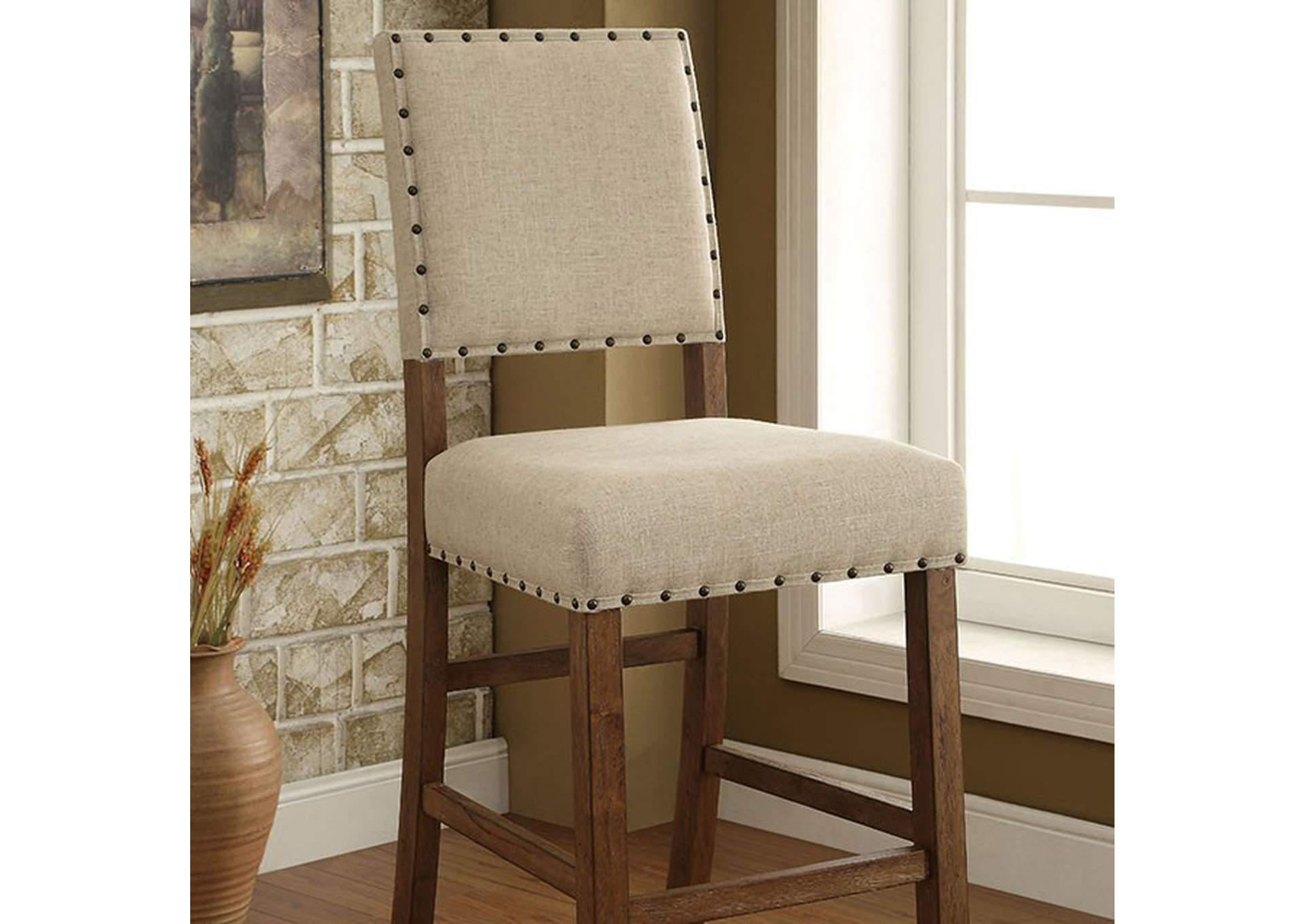 Sania Rustic Oak Bar Chair [Set of 2],Furniture of America