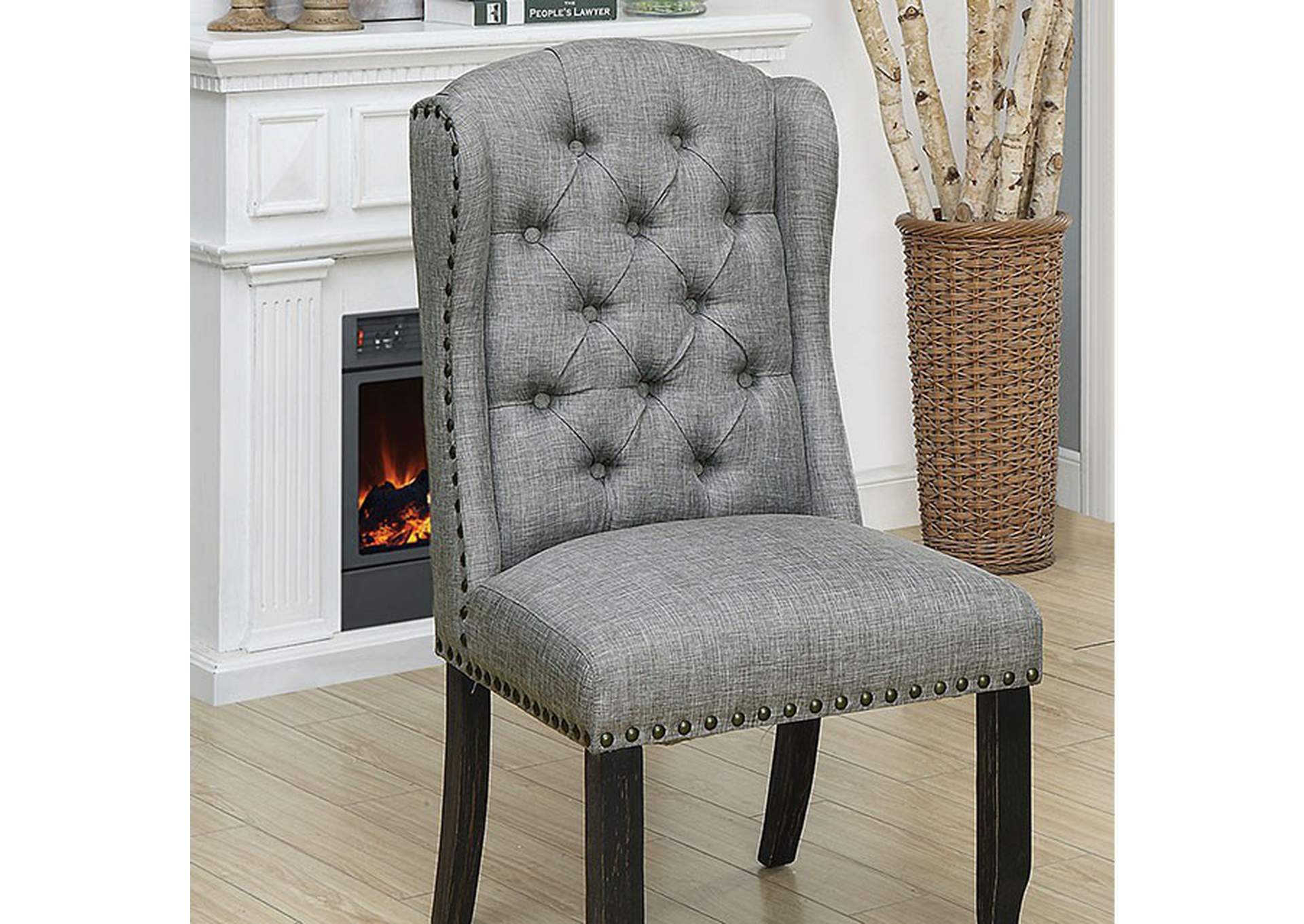Sania I Beige Linen-like Fabric Side Chair [Set of 2],Furniture of America