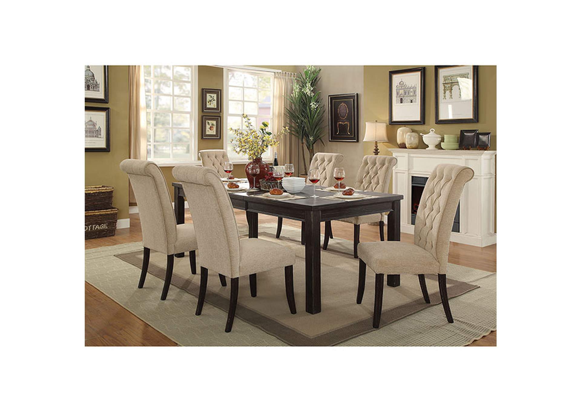 Mashall Beige Side Chair [Set of 2],Furniture of America DTC