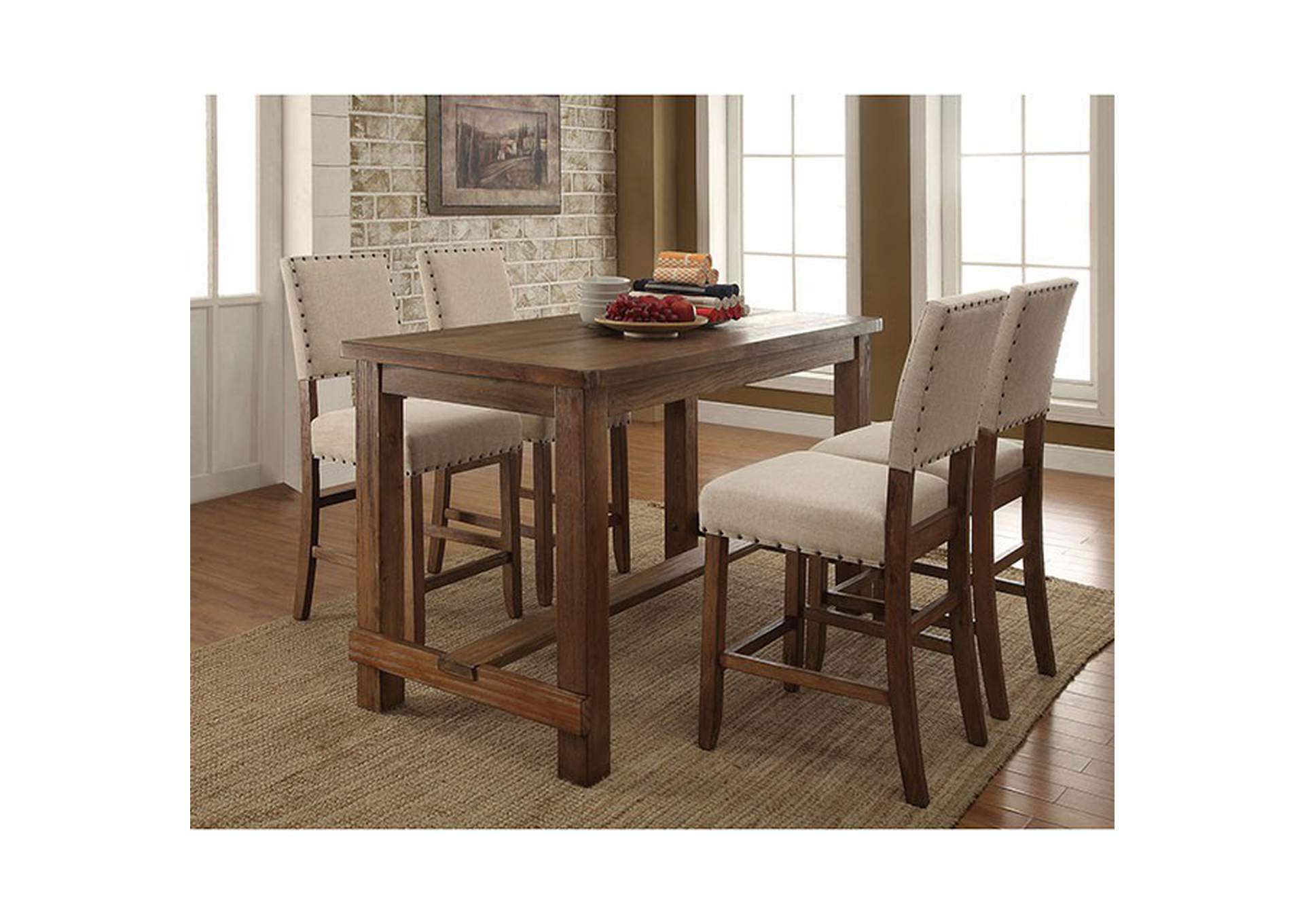 Sania Rustic Oak Counter Height Chair [Set of 2],Furniture of America