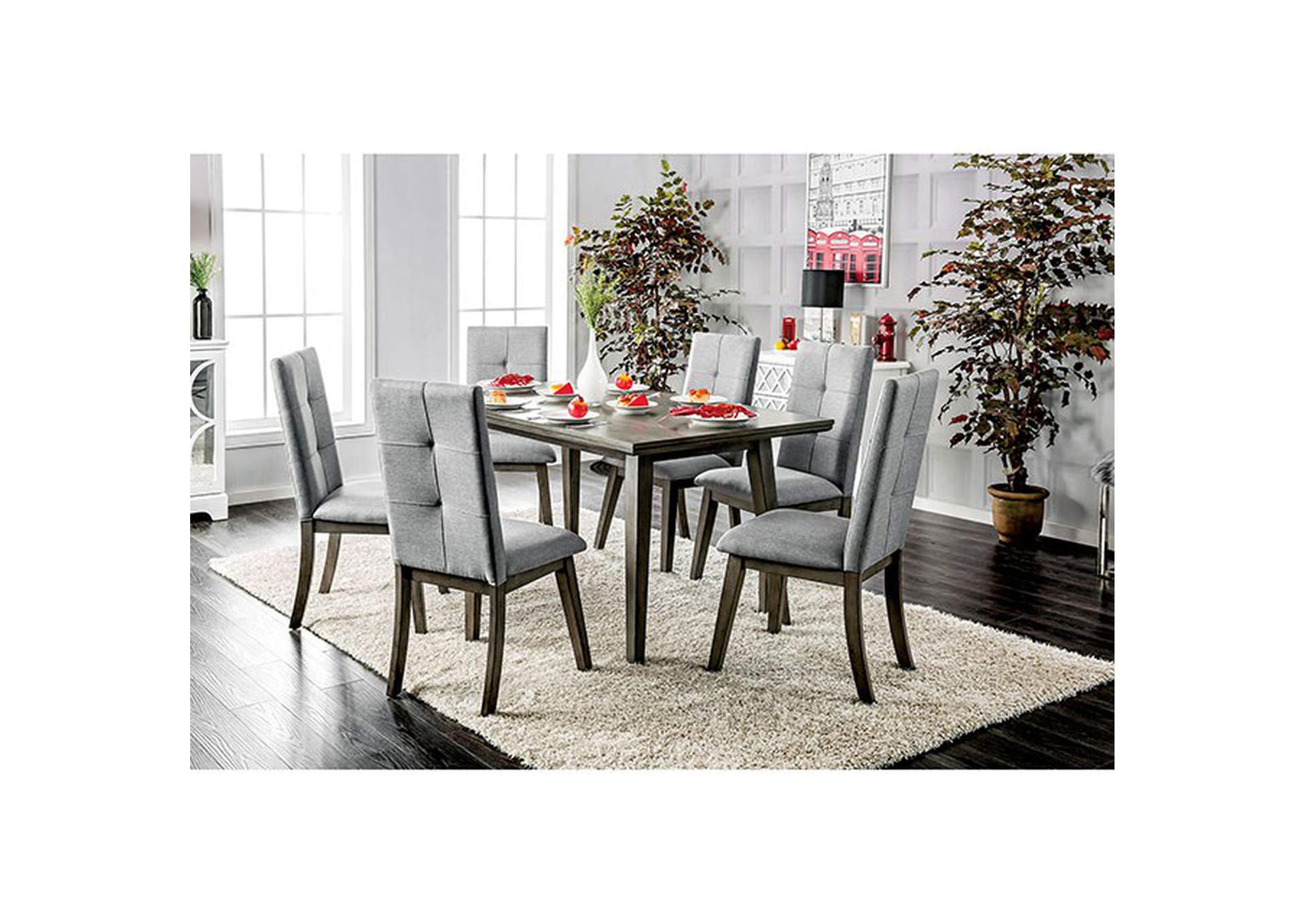 Abelone Gray Dining Table W 4 Side Chair King Of Chairs