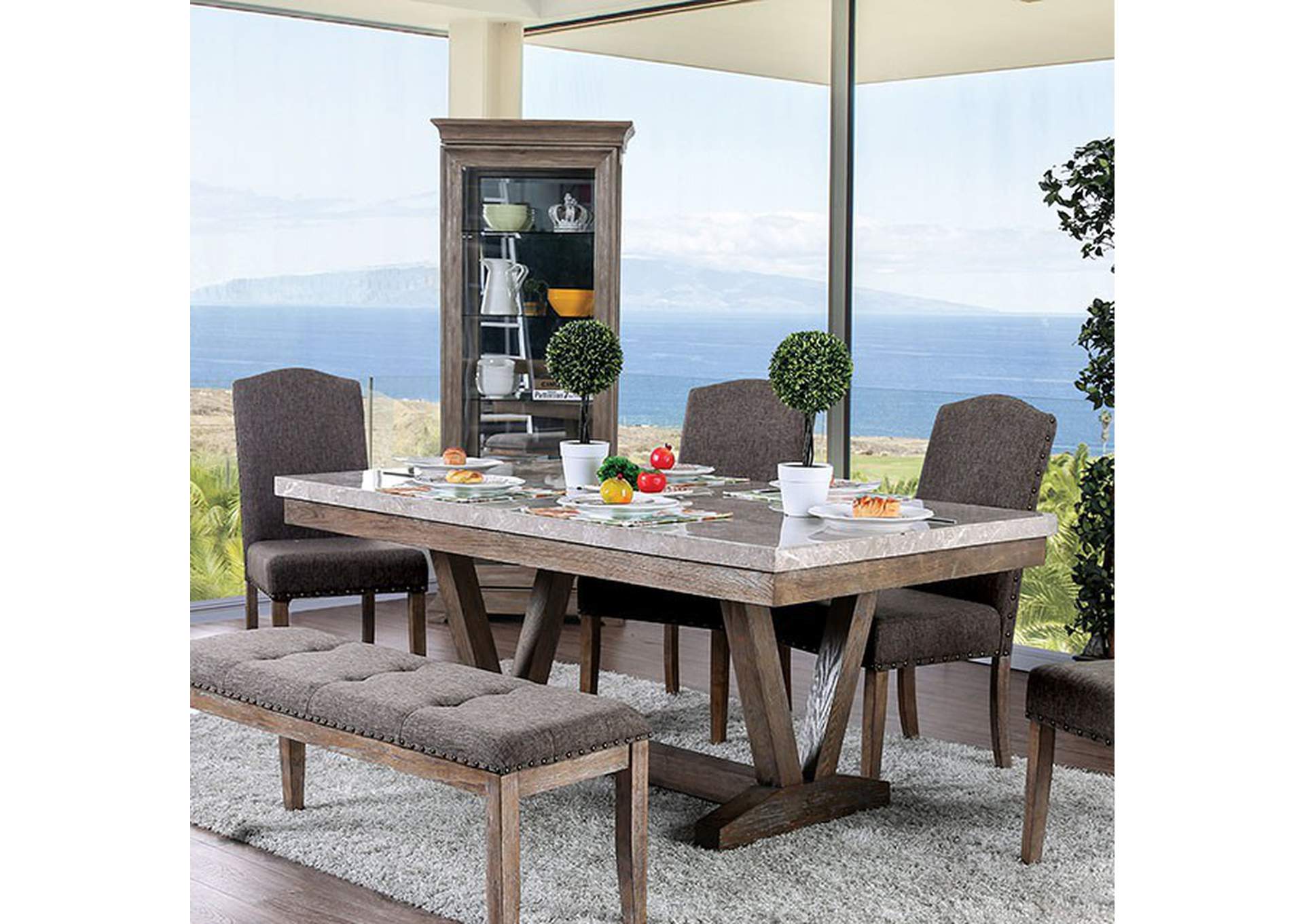 Bridgen Natural Dining Table,Furniture of America