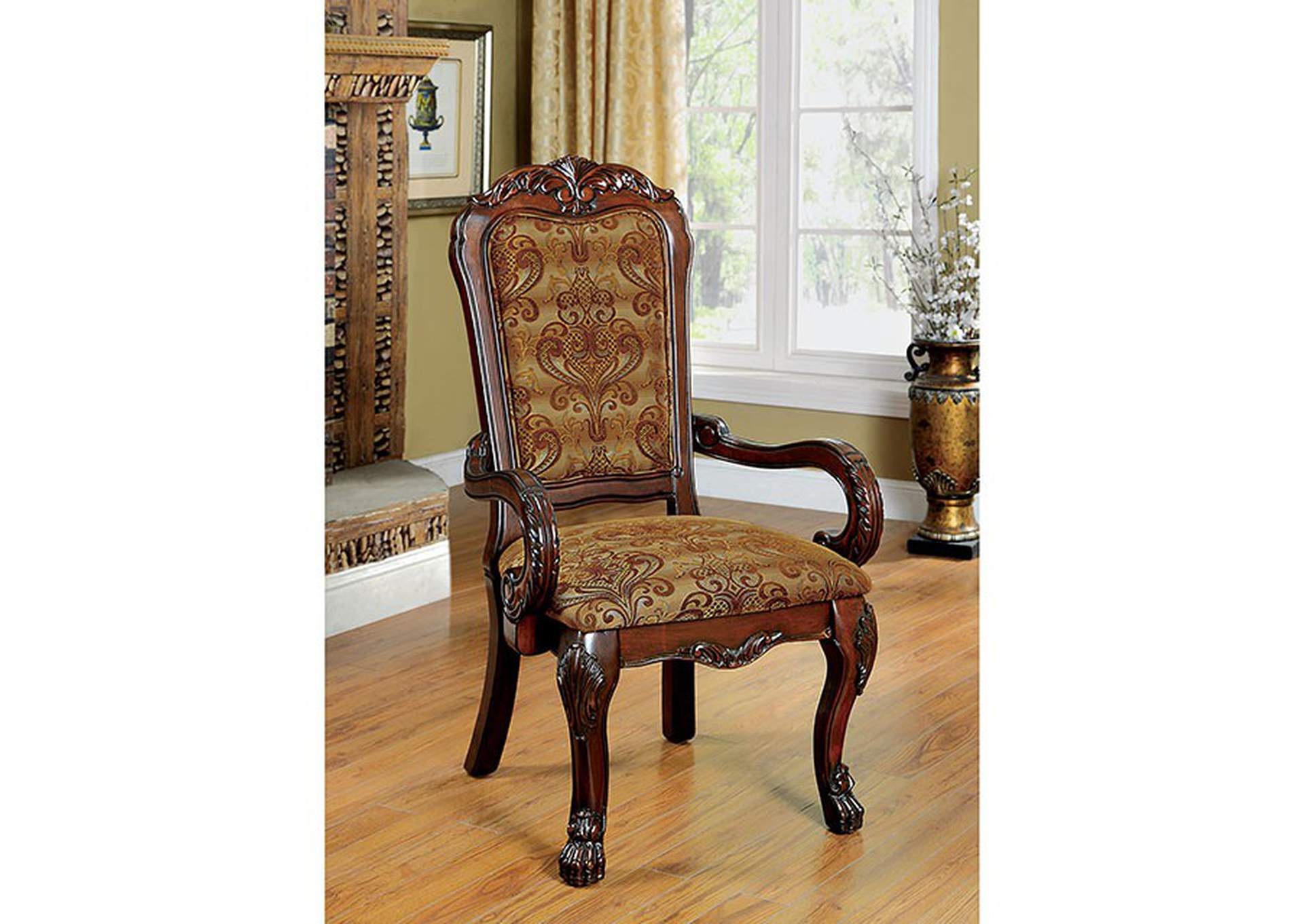 Medieve Brown Arm Chair [Set of 2],Furniture of America