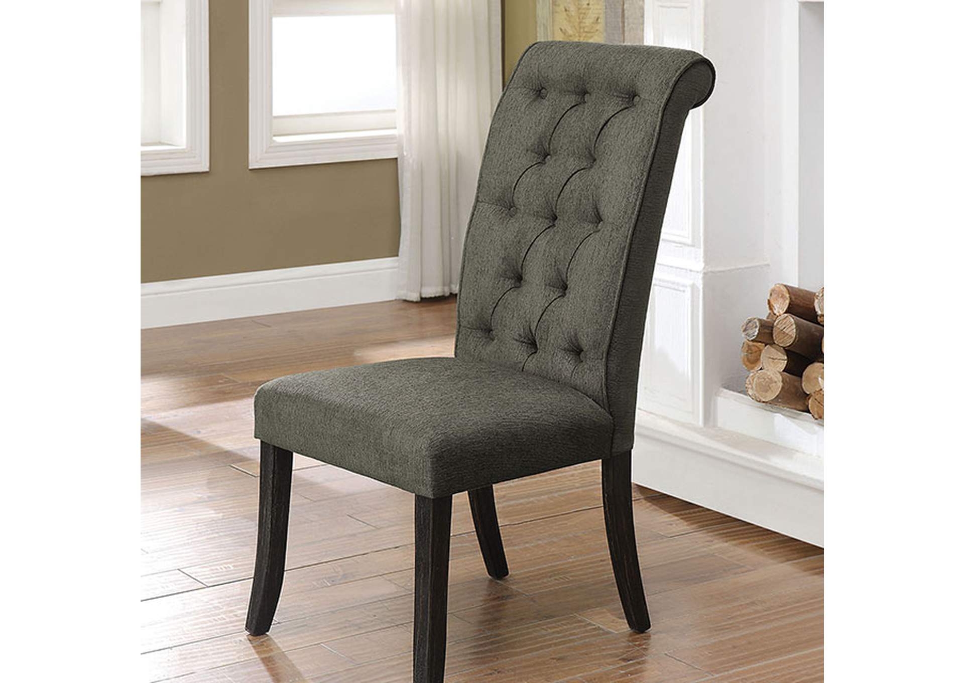 Sania Antique Black Side Chair [Set of 2],Furniture of America DTC