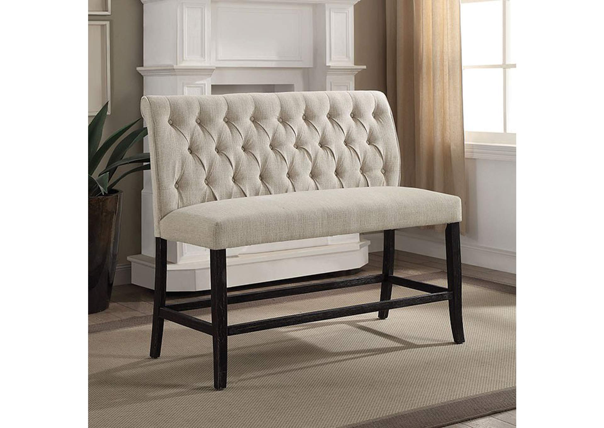 Sania Beige Counter Height Bench,Furniture of America