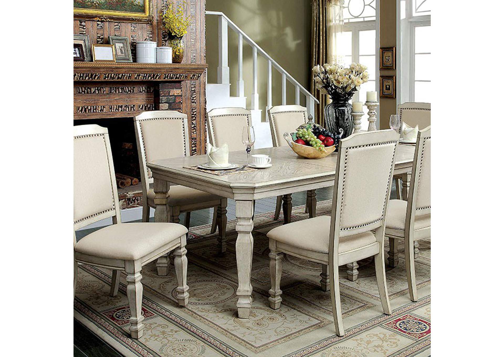Holcroft Antique White Dining Table, Antique White Dining Room Set