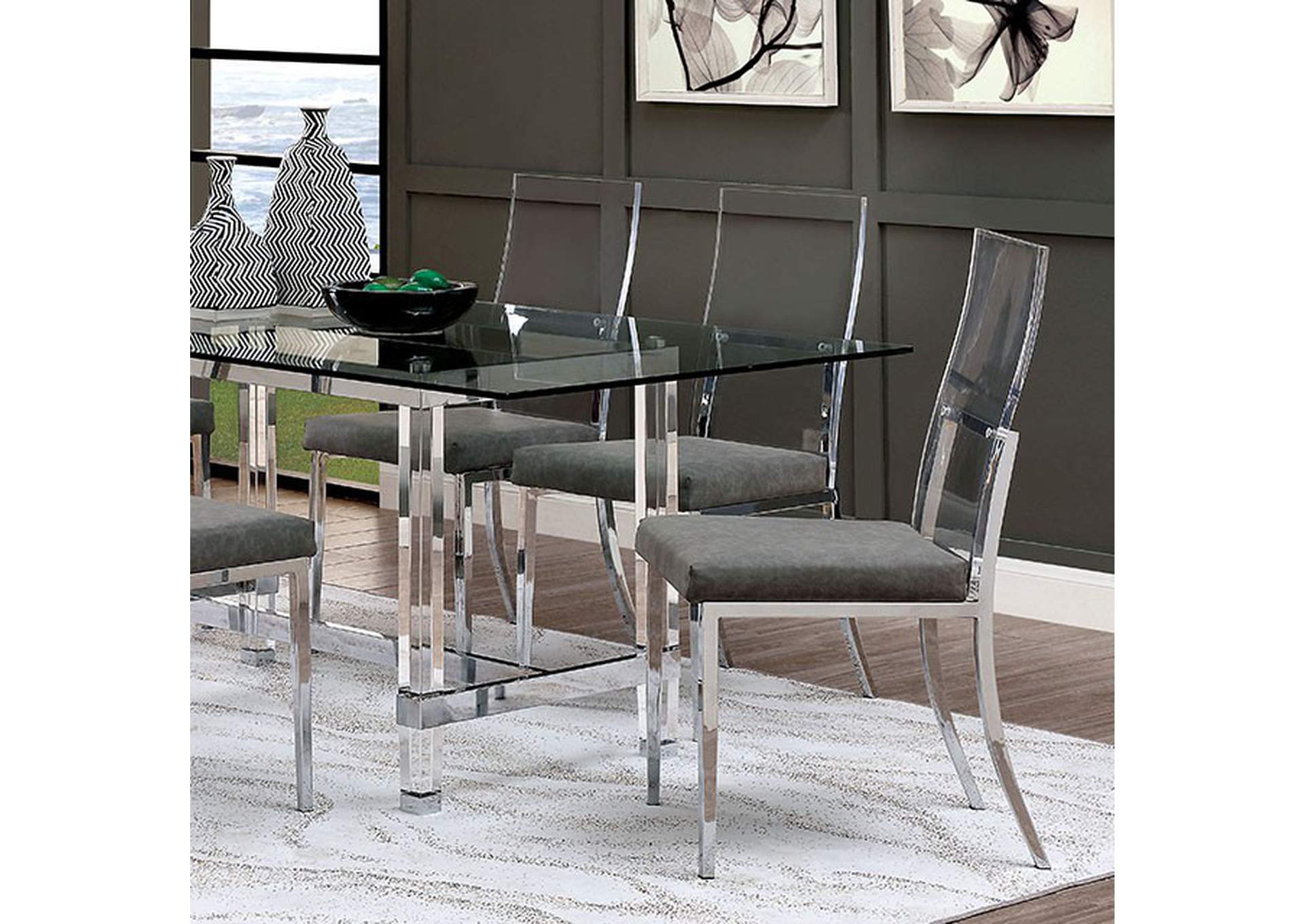 Casper Chrome Dining Table,Furniture of America