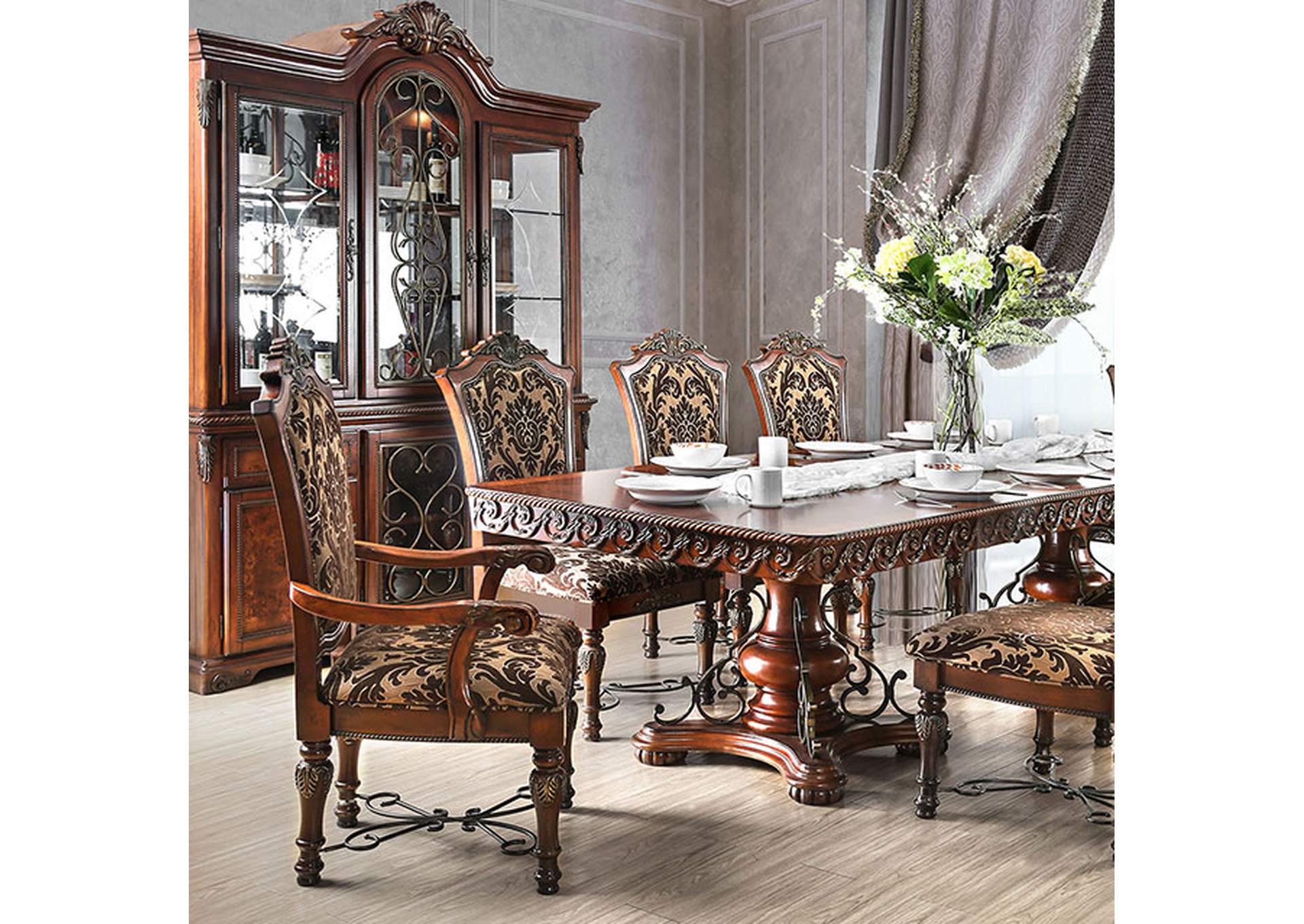 Lucie Brown Cherry Dining Table,Furniture of America