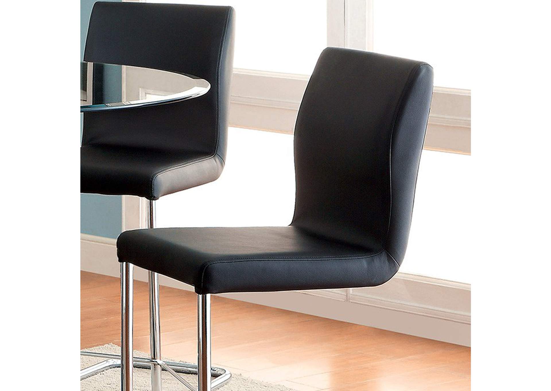 Lodia Black Counter Height Chair [Set of 2],Furniture of America DTC