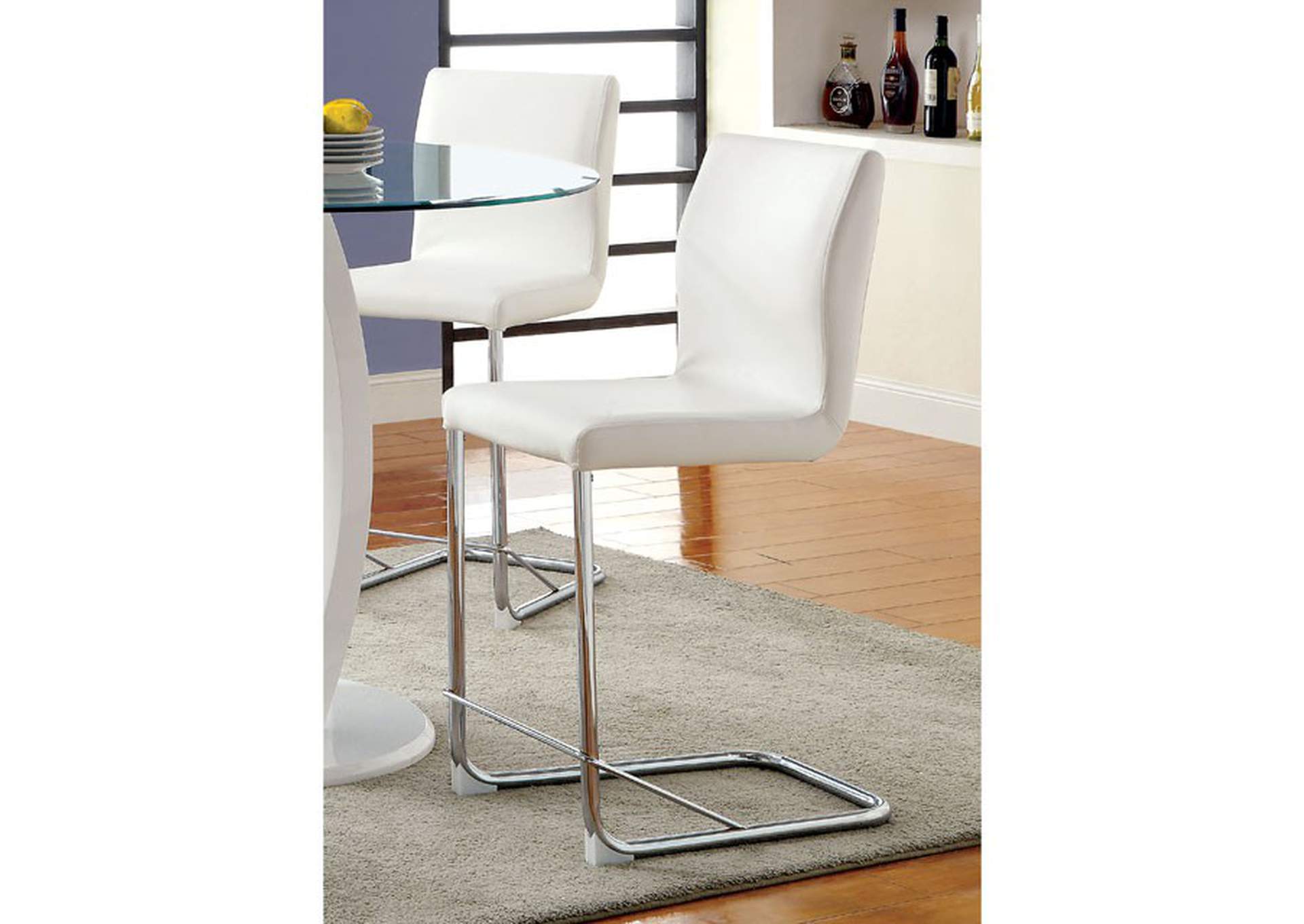 Lodia White Counter Height Chair [Set of 2],Furniture of America DTC