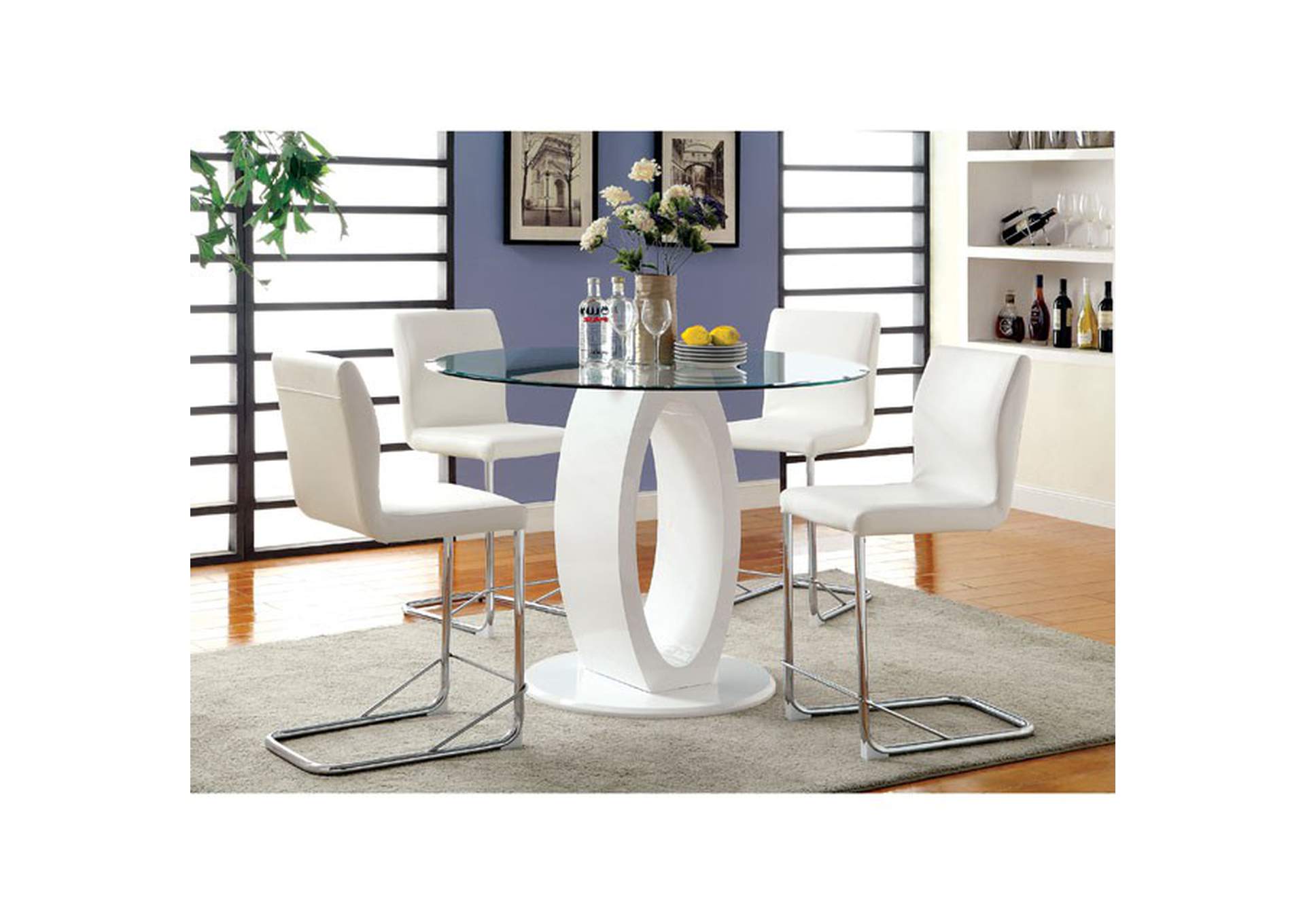 Lodia White Counter Height Chair [Set of 2],Furniture of America DTC