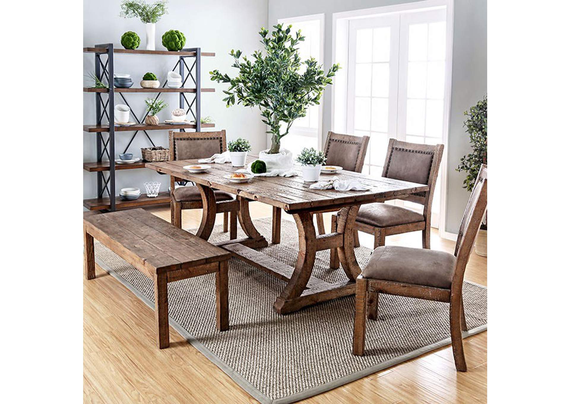 Gianna Rustic Oak 77" Dining Table,Furniture of America
