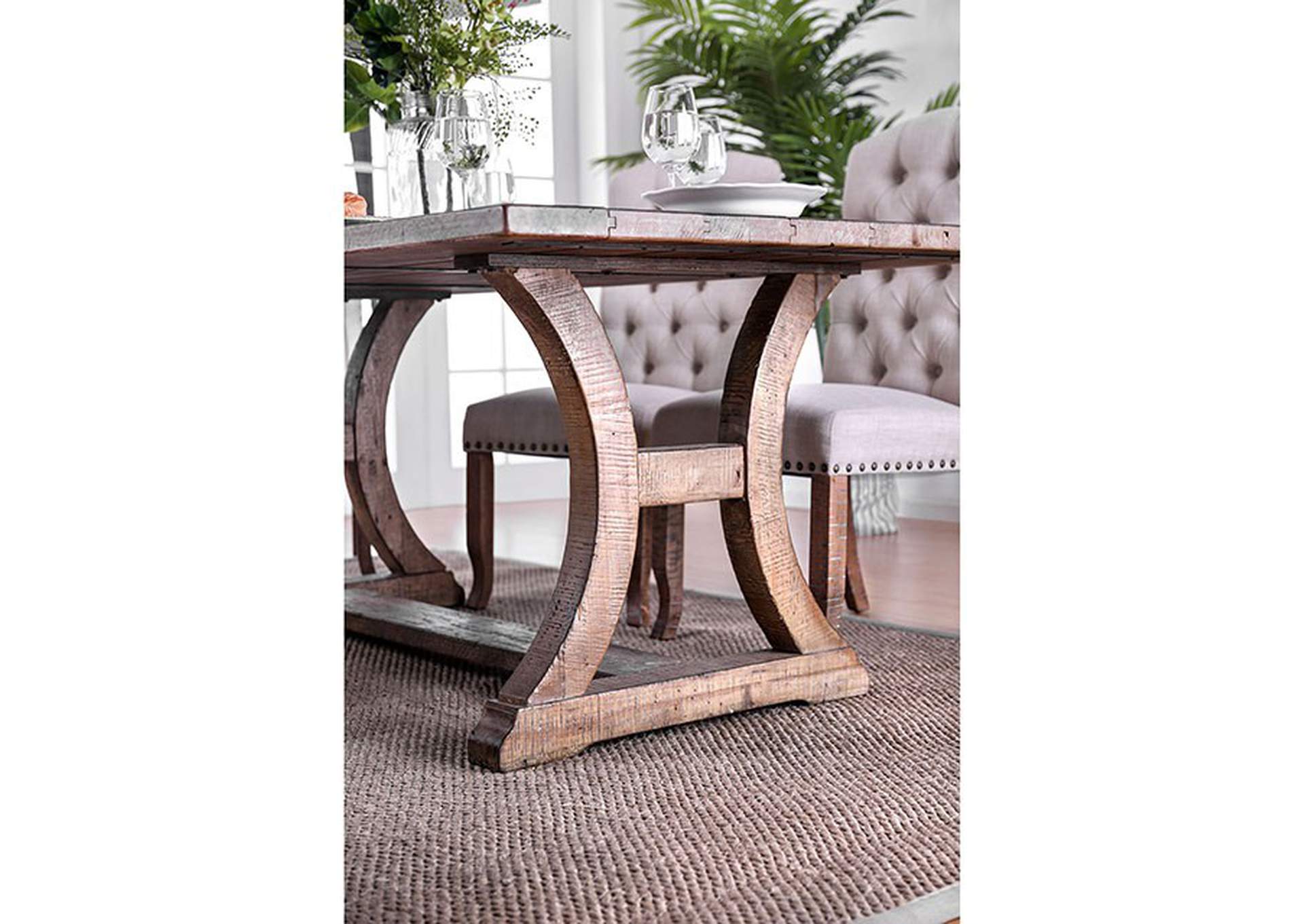 Gianna Rustic Oak 77" Dining Table,Furniture of America