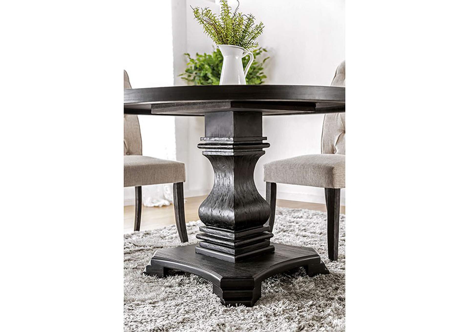 Nerissa Antique Black Round Table,Furniture of America