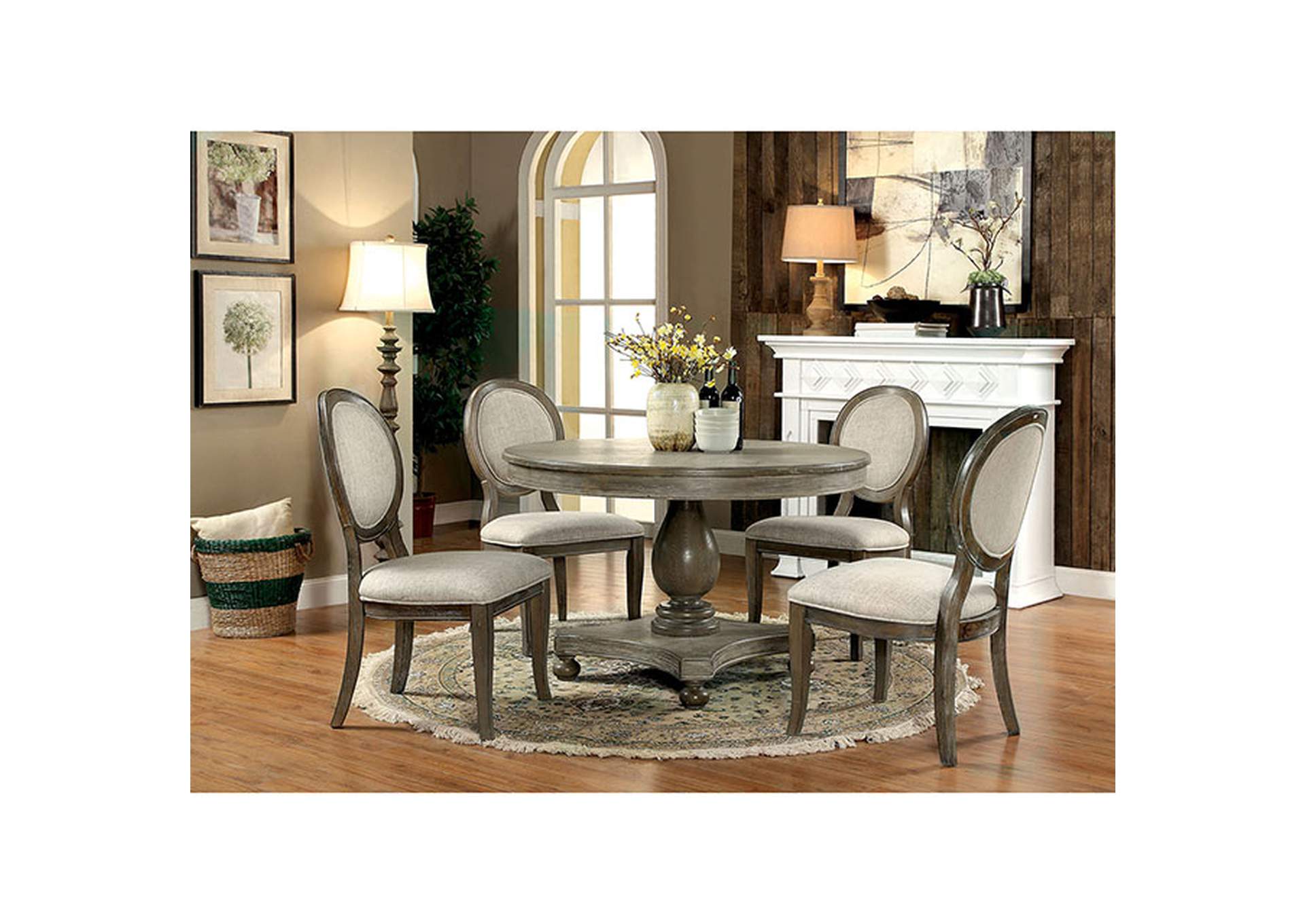Kathryn Rustic Dark Oak Round Dining Table,Furniture of America
