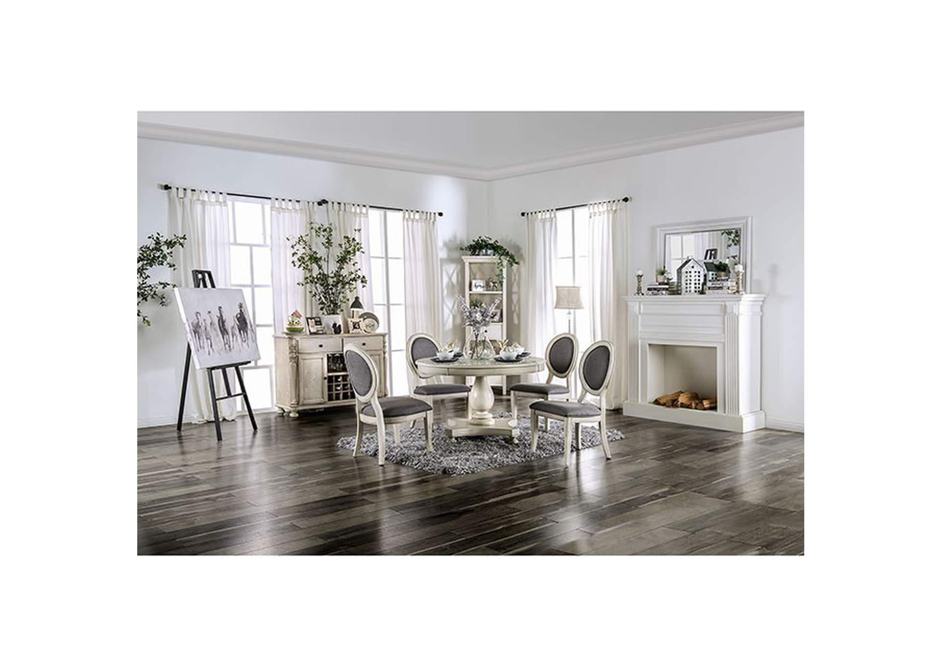 Kathryn Antique White Round Dining Table,Furniture of America