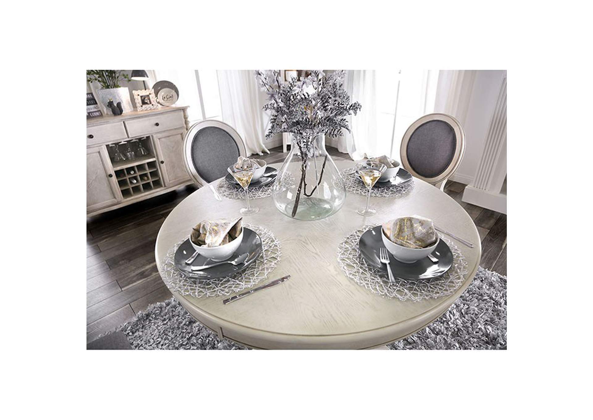 Kathryn Antique White Round Dining Table,Furniture of America