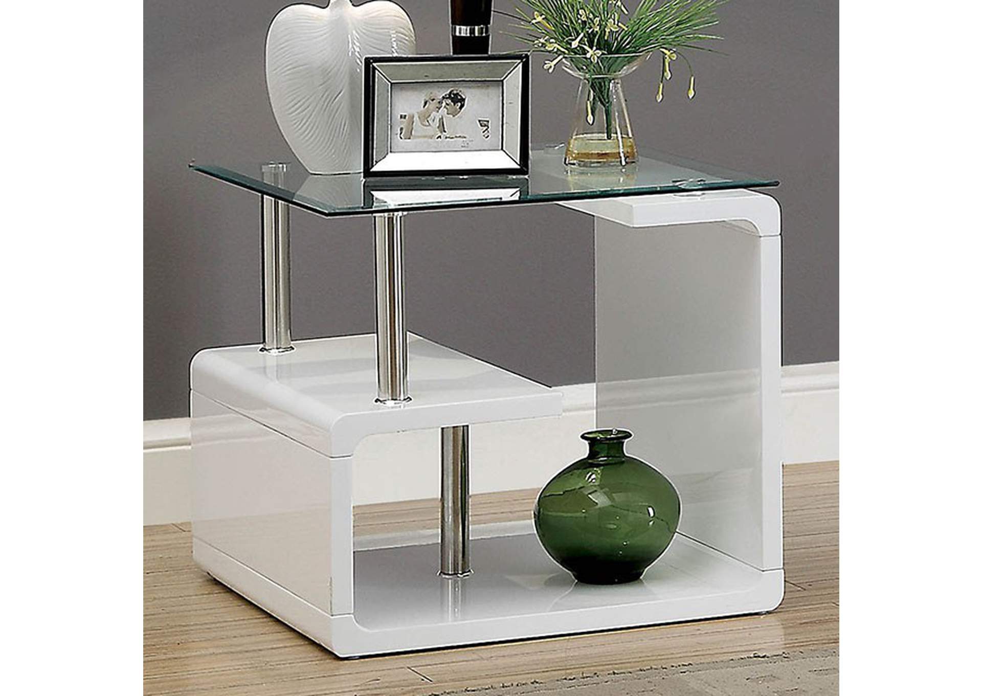 Torkel White End Table,Furniture of America