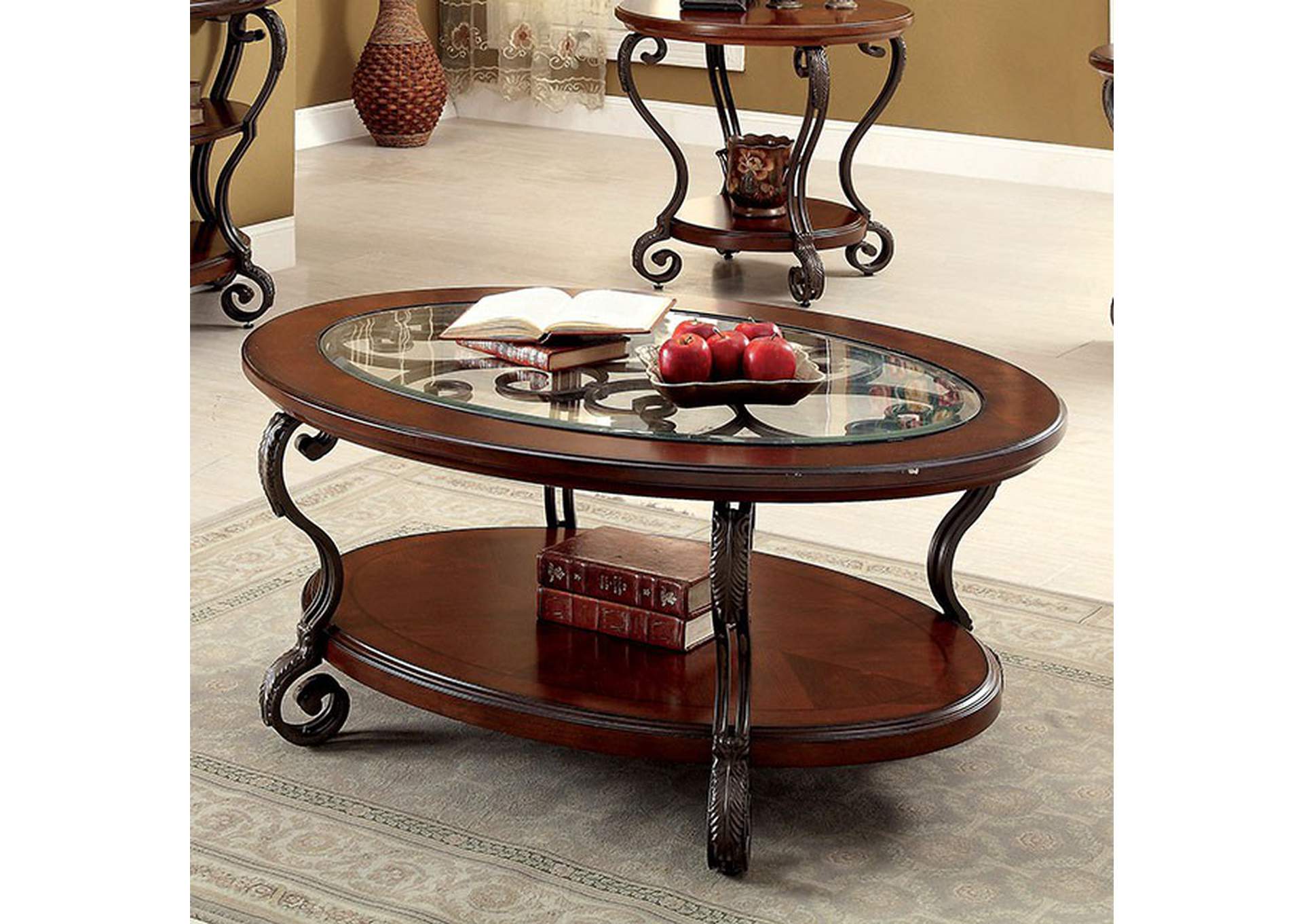 May Brown Cherry Coffee Table,Furniture of America TX