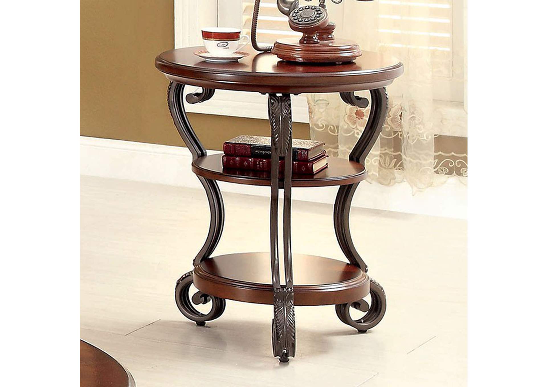 May Brown Cherry Side Table,Furniture of America TX