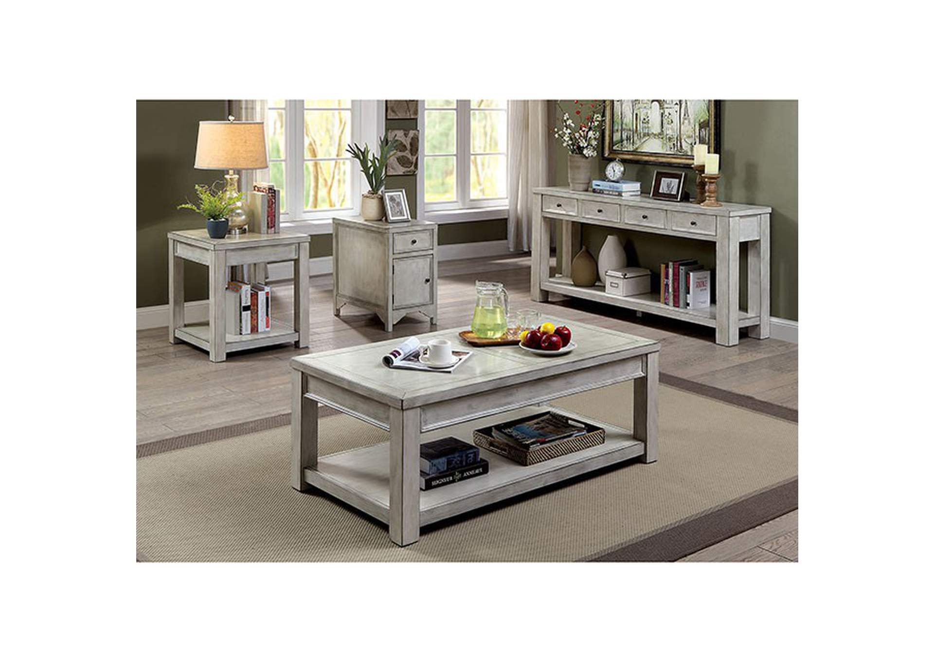 Meadow Antique White Side Table,Furniture of America