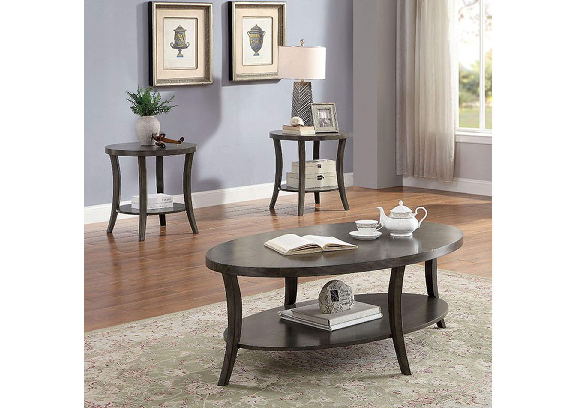 Paola Gray 3 Piece Table Set,Furniture of America