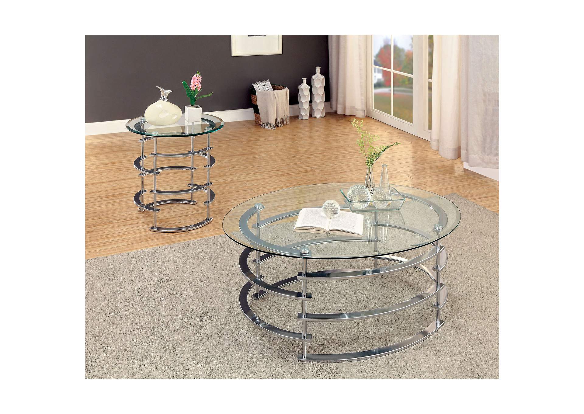 Clonmel End Table, Chrome,Furniture of America