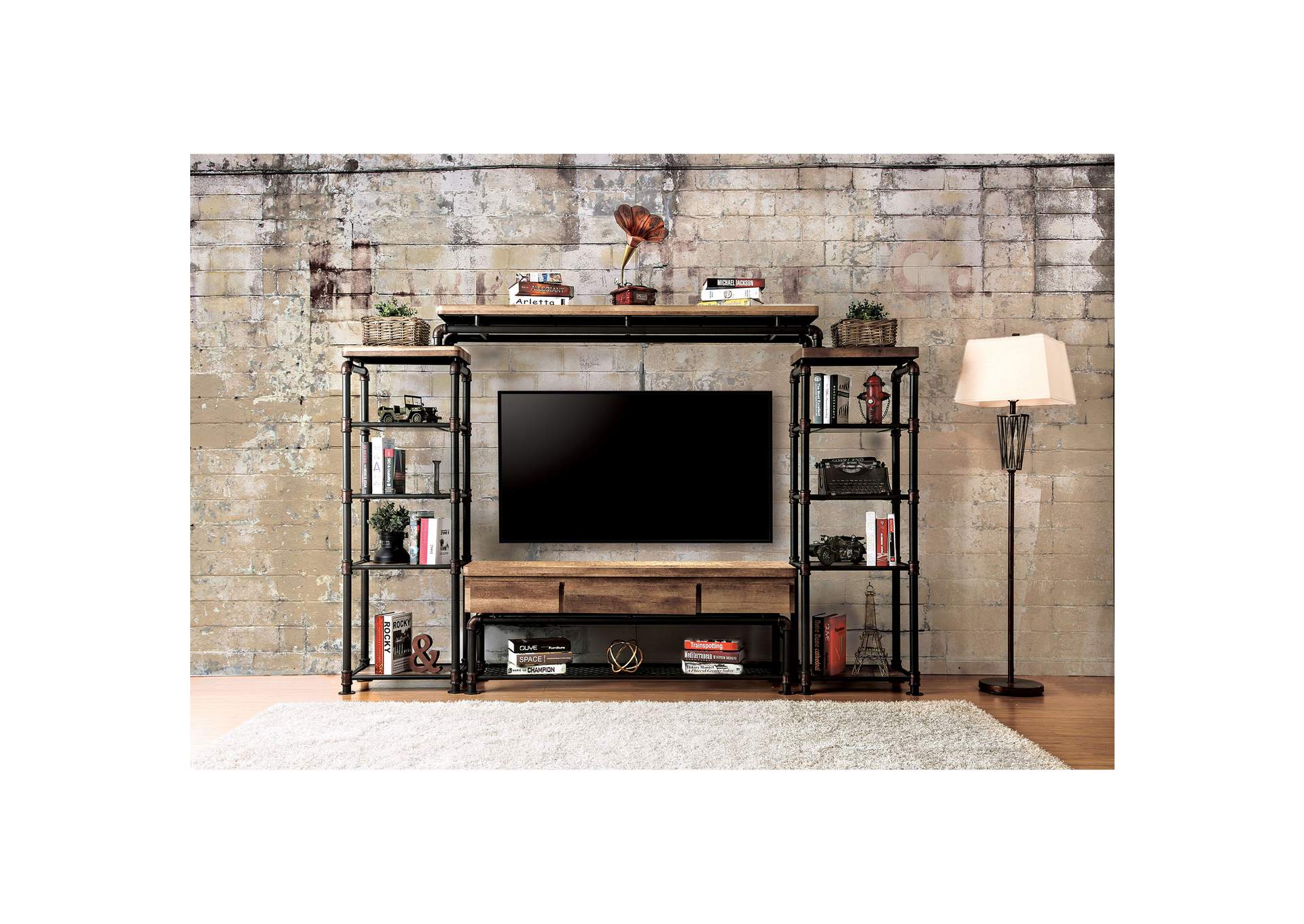 Kebbyll Antique Black 60" TV Stand,Furniture of America TX