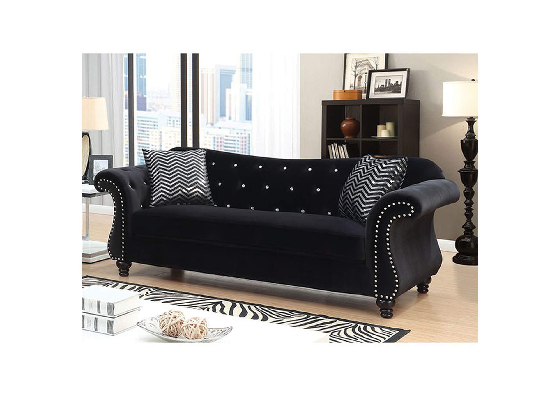 Jolanda Black Sofa,Furniture of America