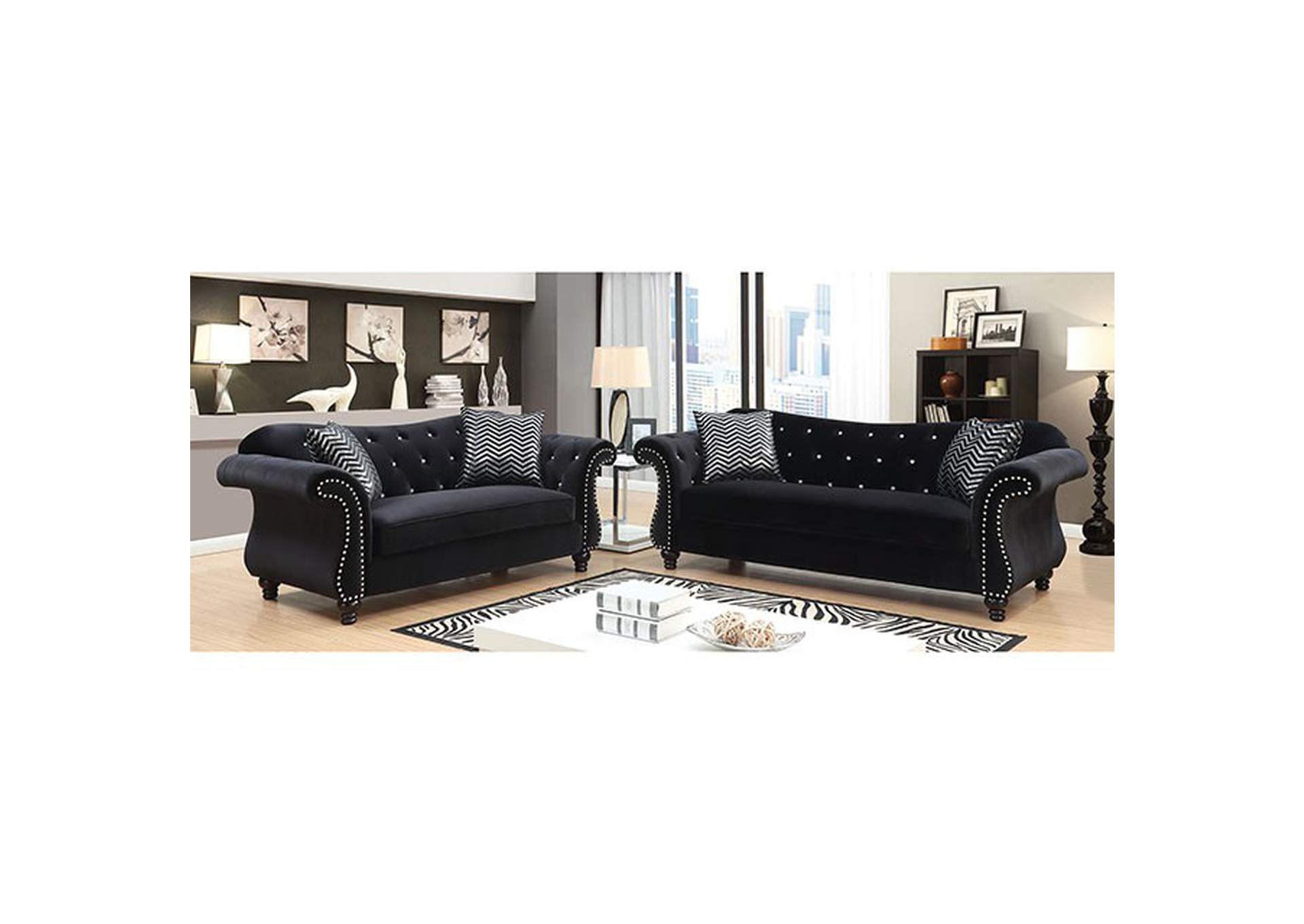 Jolanda Black Sofa,Furniture of America