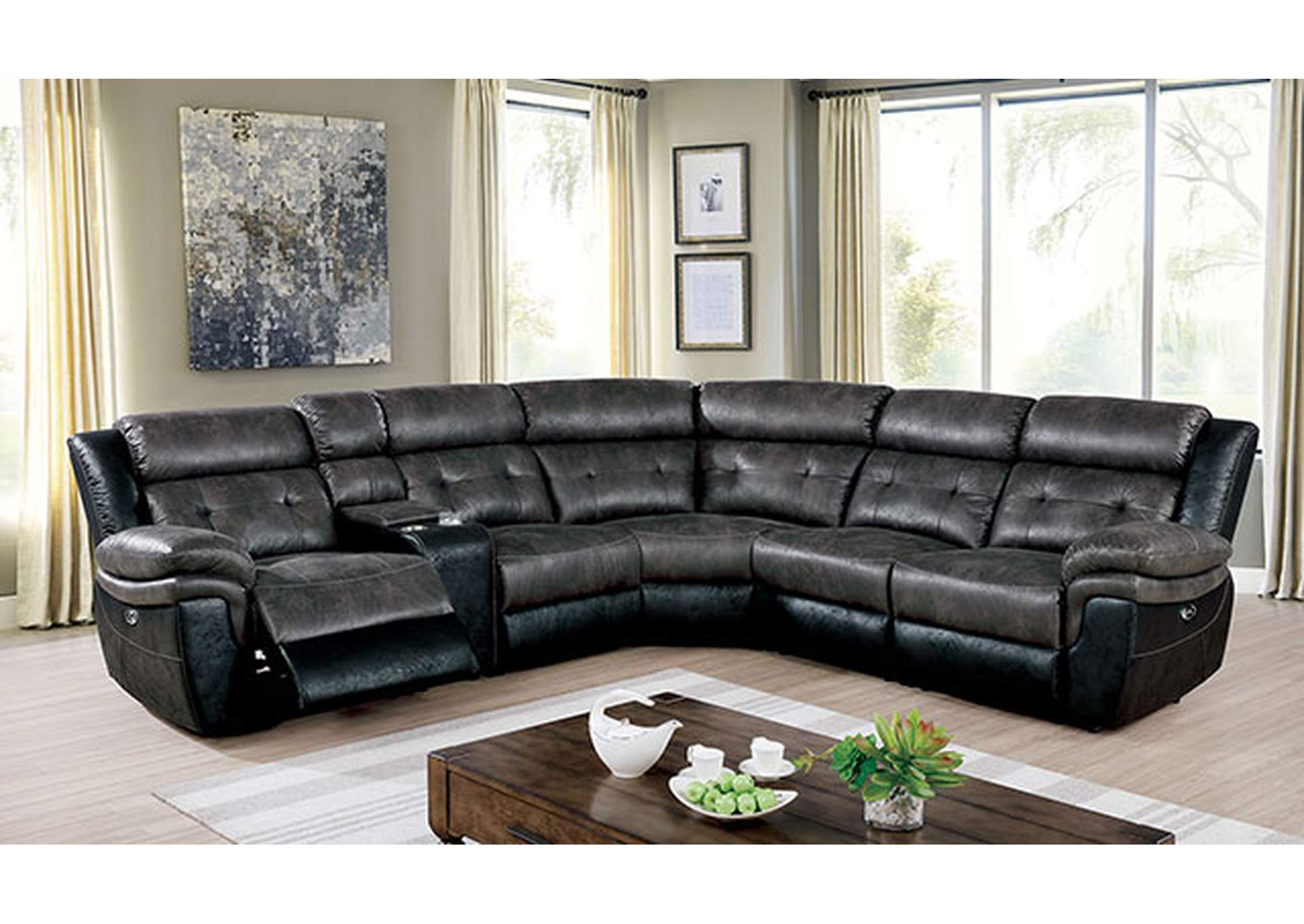 Brooklane Power Sectional,Furniture of America