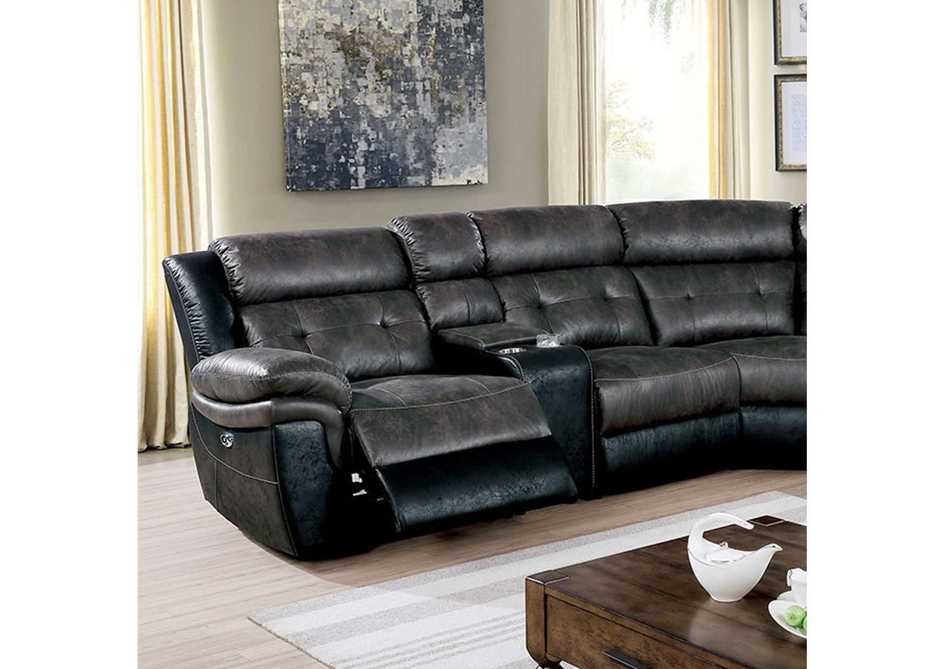 Brooklane Power Sectional,Furniture of America