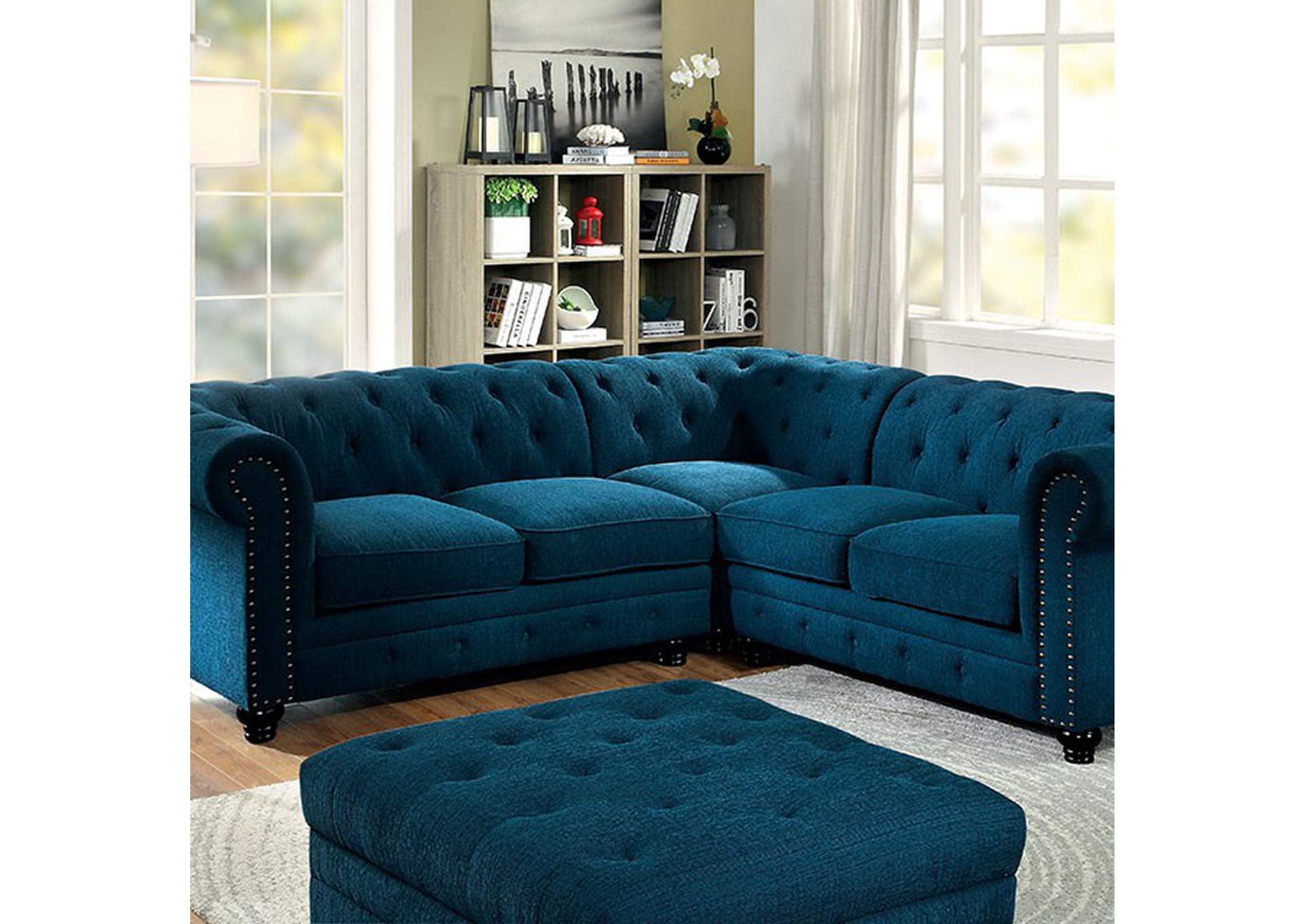 Stanford II Teal Sectional Home Gallery Furniture Store Philadelphia