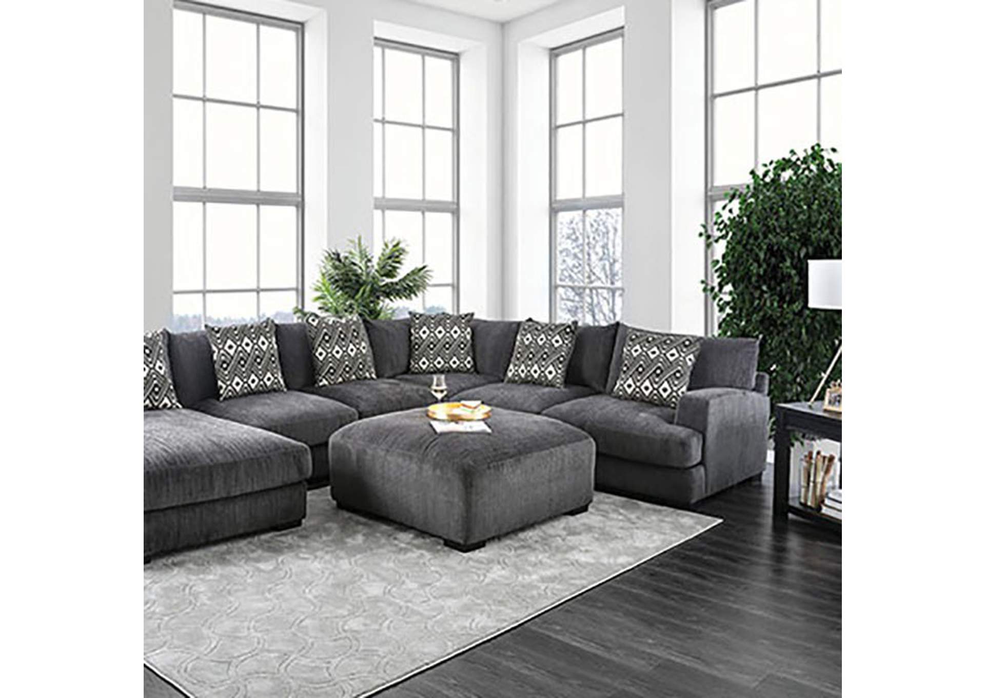 Kaylee Gray U-Sectional w/ Left Chaise,Furniture of America
