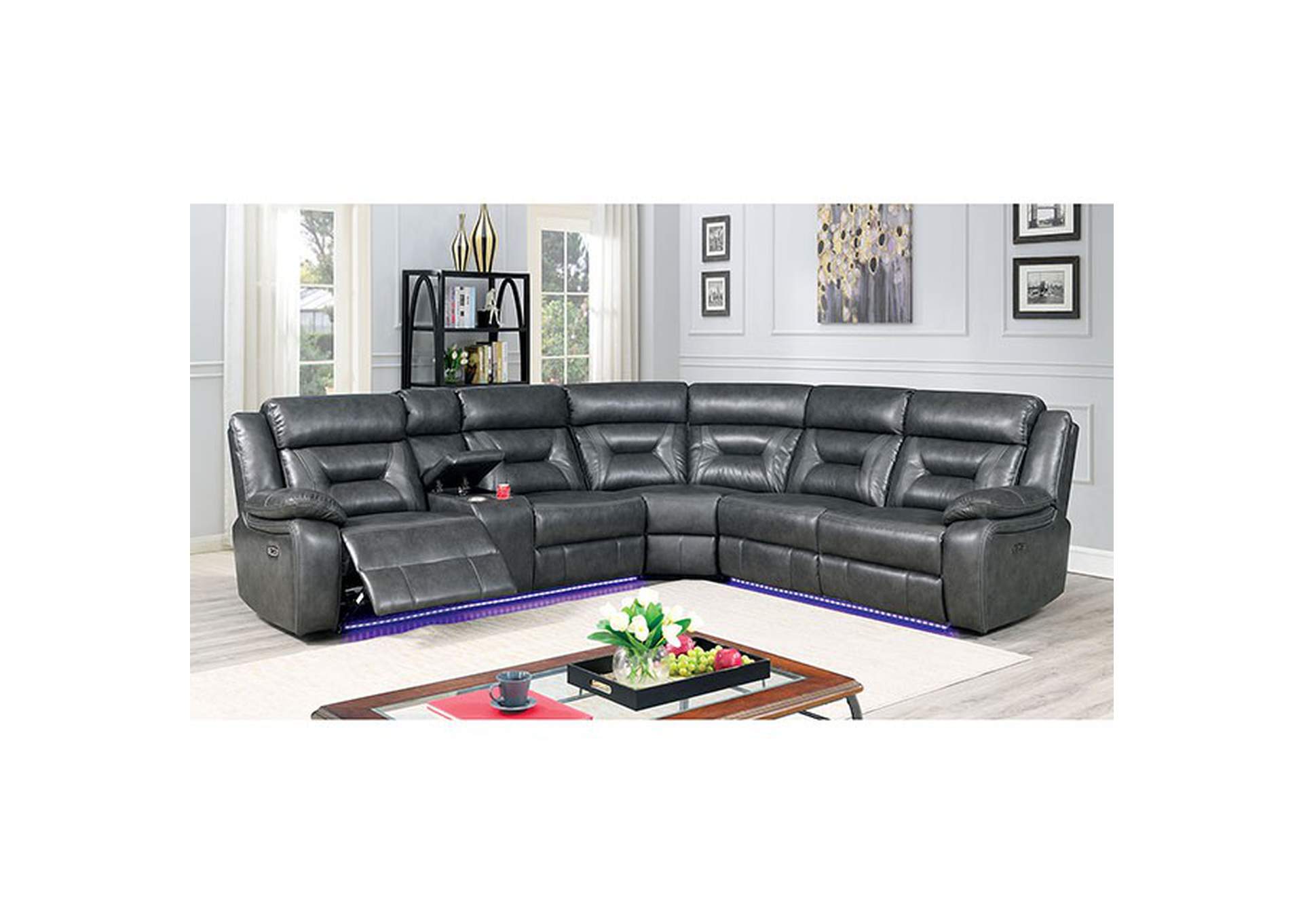 Omeet Power Sectional,Furniture of America